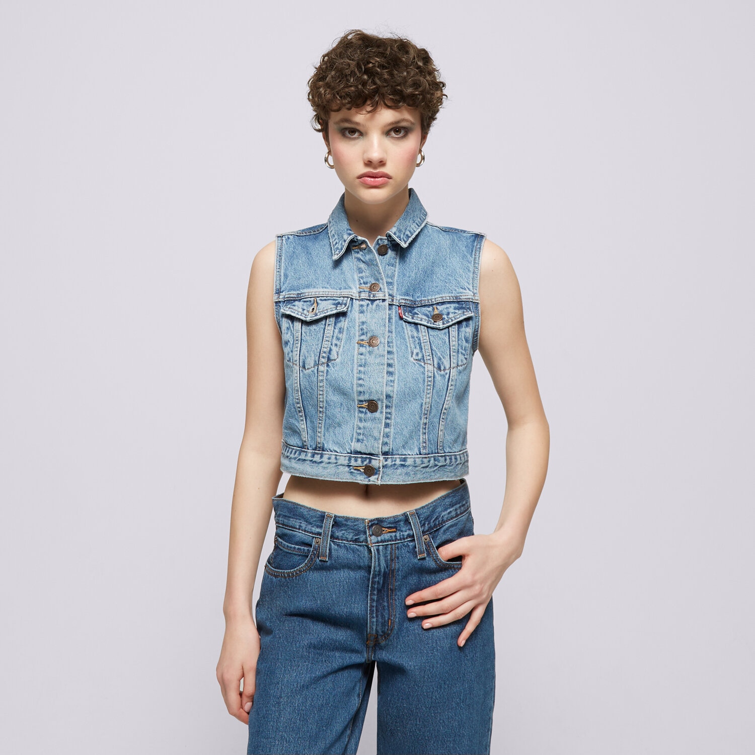 Damen Weste LEVI'S WESTE XS VEST WAISTBAND MED INDIGO A7437-0000 Blau