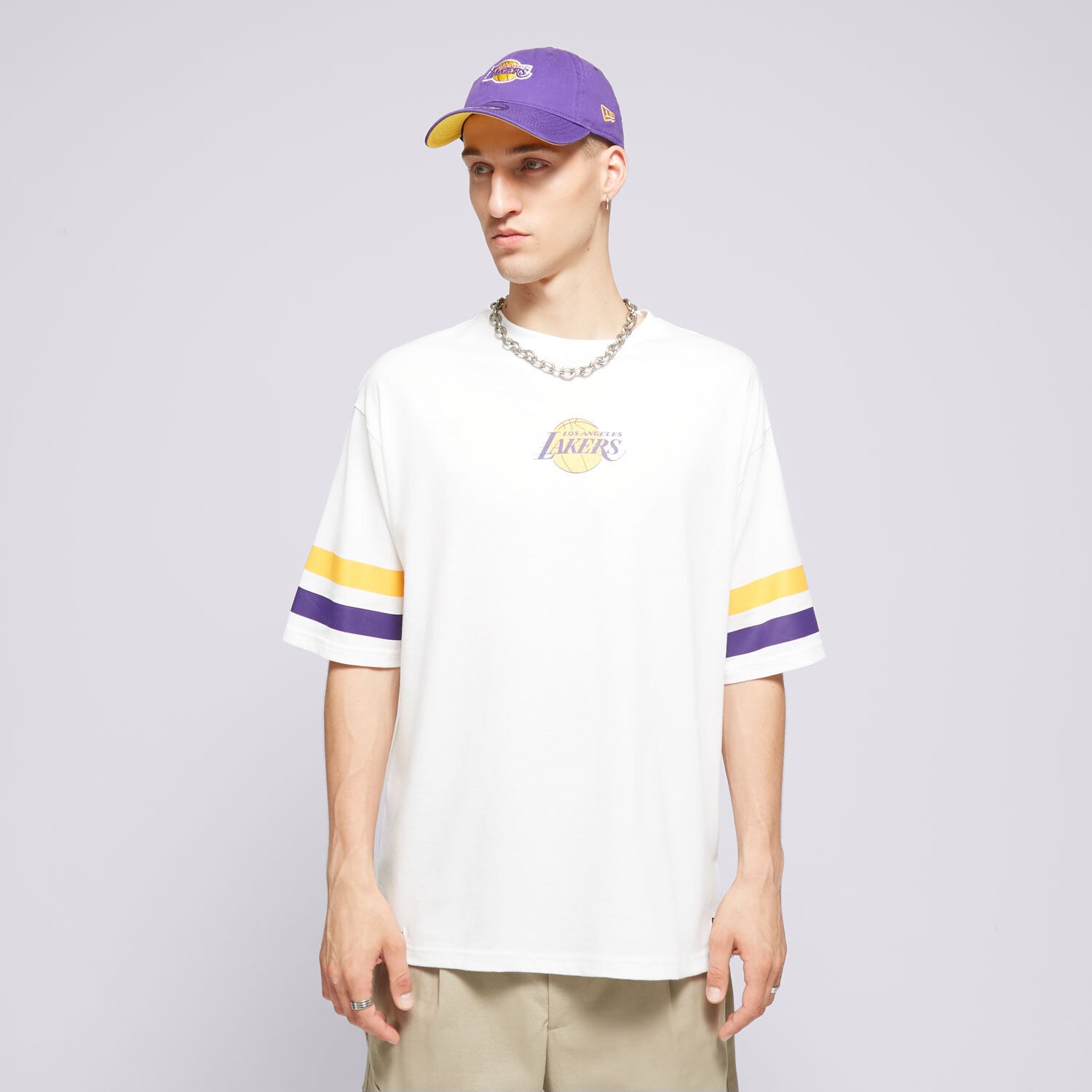 Herren T-Shirt NEW ERA T-SHIRT NBA ARCH GRPHC BP OS LAKERS LOS ANGELES LAKE 60502585 Weiß