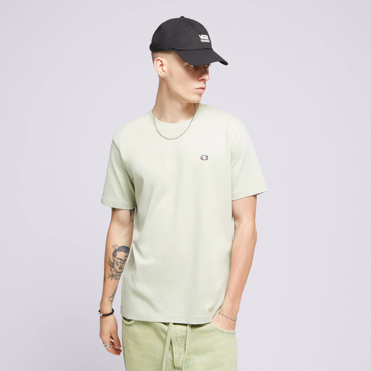 Herren T-Shirt CHAMPION T-SHIRT CREWNECK TEE 220453GS072 Grün