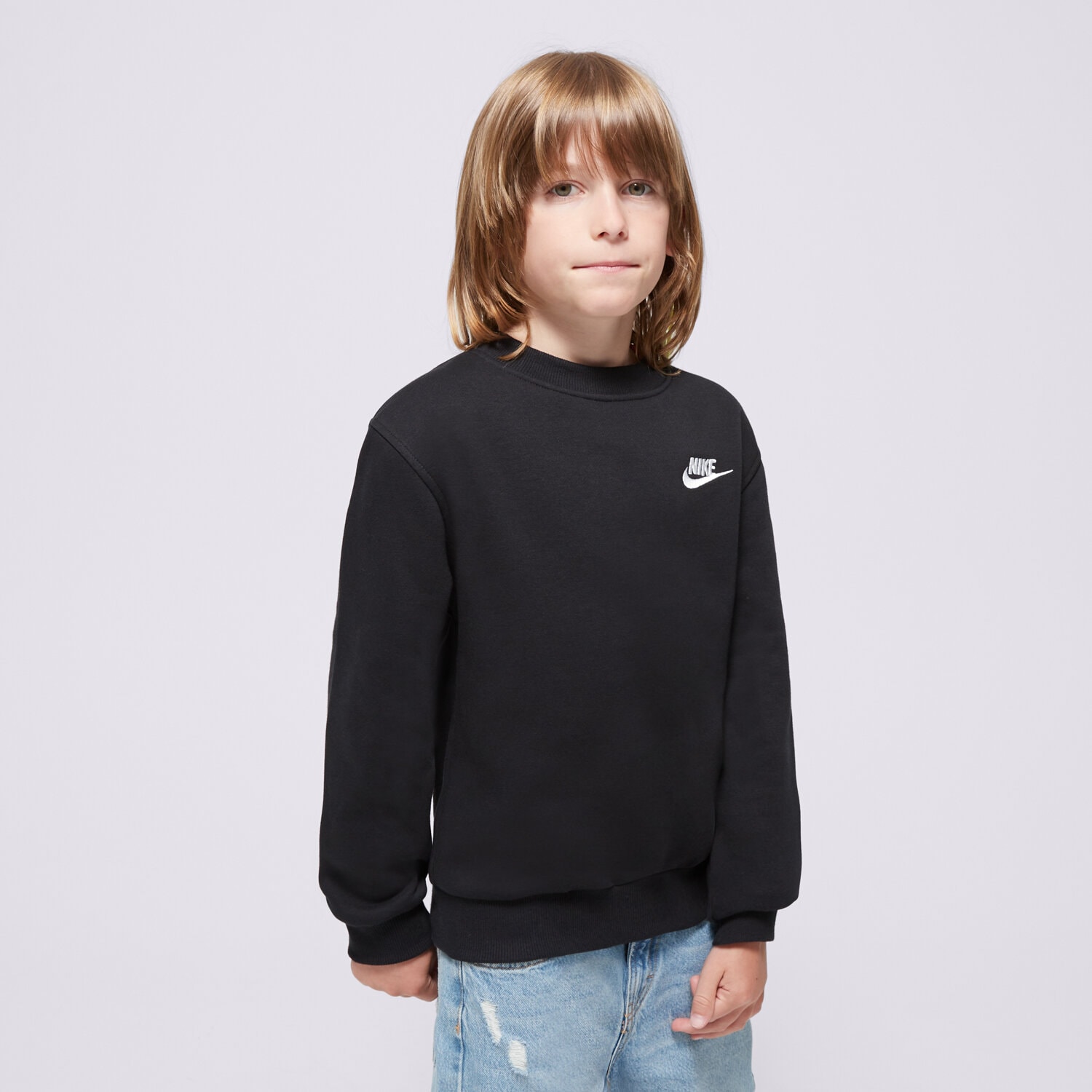 Kinder NIKE SWEATSHIRT K NSW CLUB FLC CREW LS LBR BOY FD3006-010 Schwarz