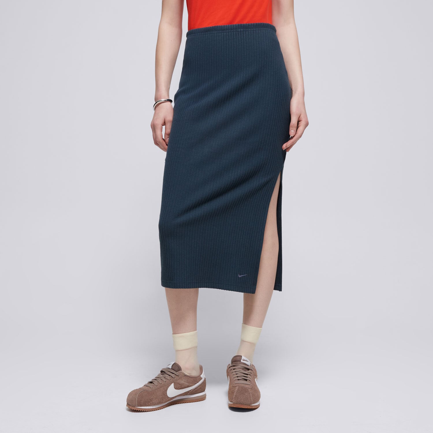 Damen Rock NIKE ROCK W NSW NK CHLL KNT RIB MD SKIRT FQ1636-478 Dunkelblau