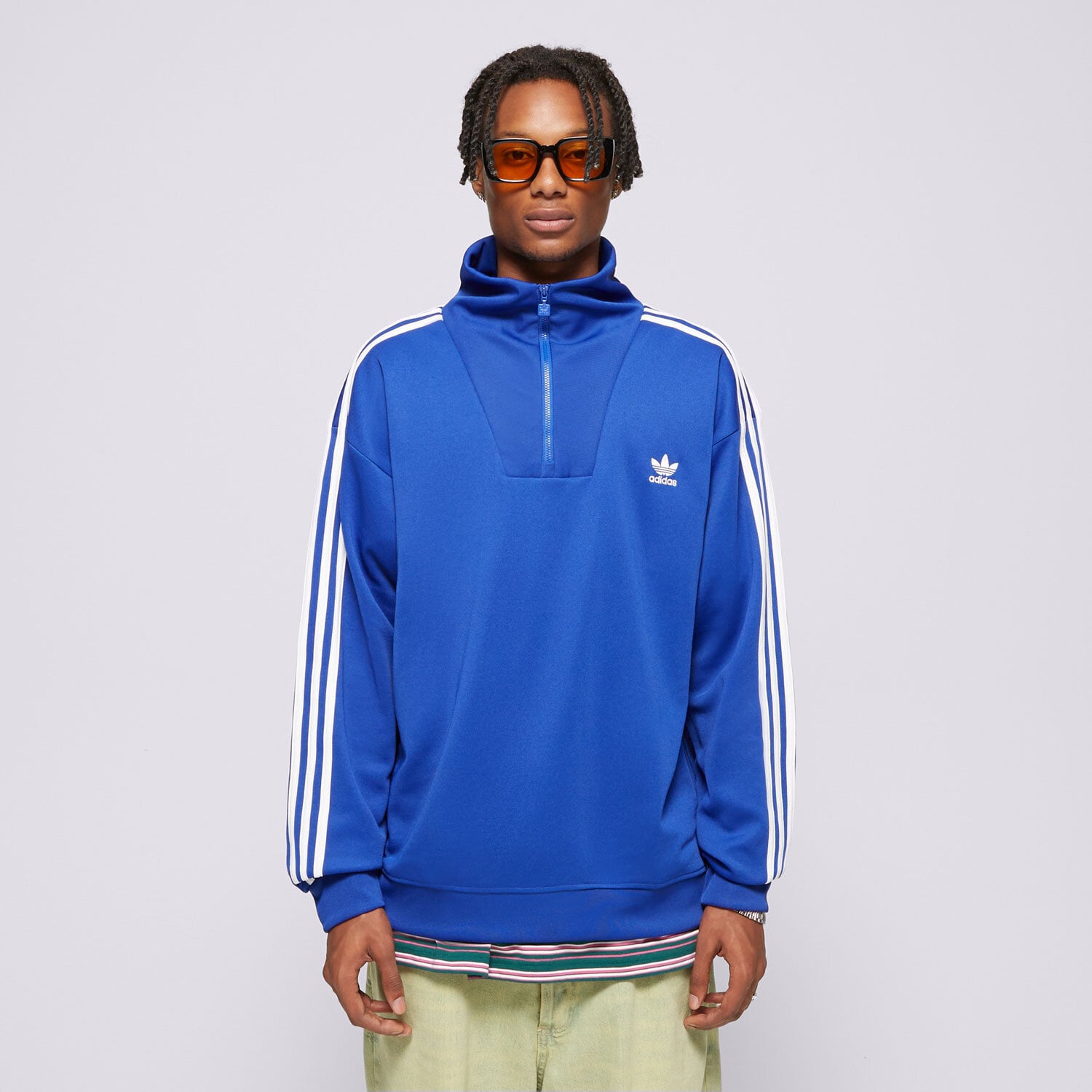 Herren ADIDAS SWEATSHIRT MIT REIßVERSCHLUSS FUNNELNECK TT IX5216 Blau