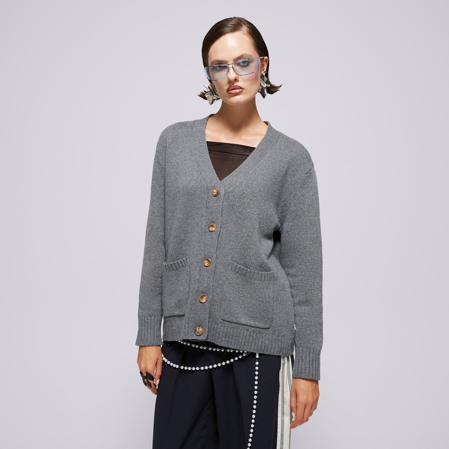 Damen T-Shirt LEVI'S PULLOVER BOYFRIEND POCKET CARDI GREYS 000O0-0002 Grau