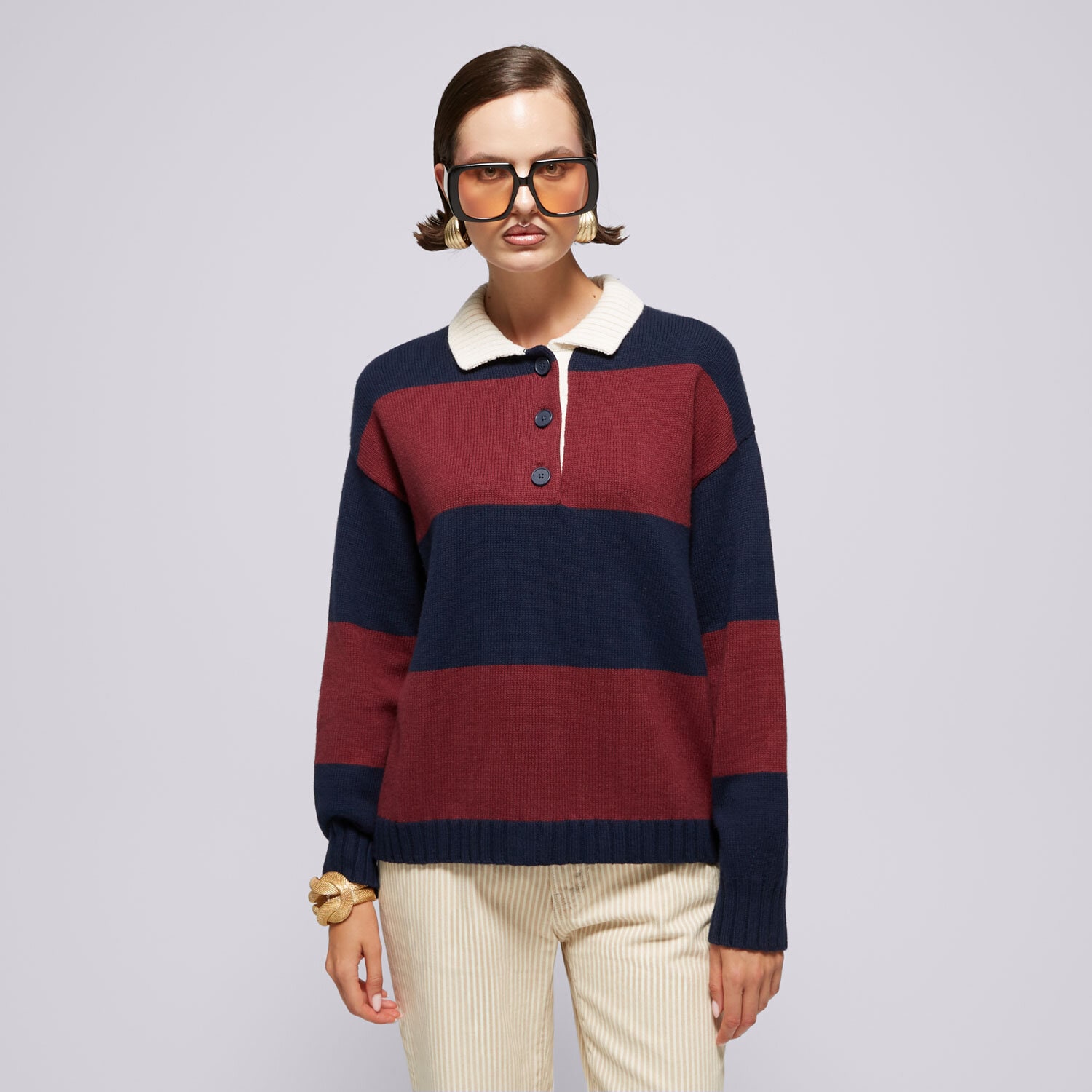 Damen LEVI'S PULLOVER IVY LEAGUE STRIPED SWEATER REDS