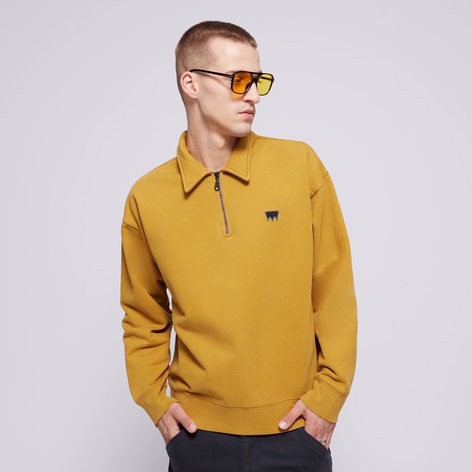 Herren LEVI'S SWEATSHIRT SKATE NEW QUARTER ZIP NEUTRALS A1012-0010 senfgelb