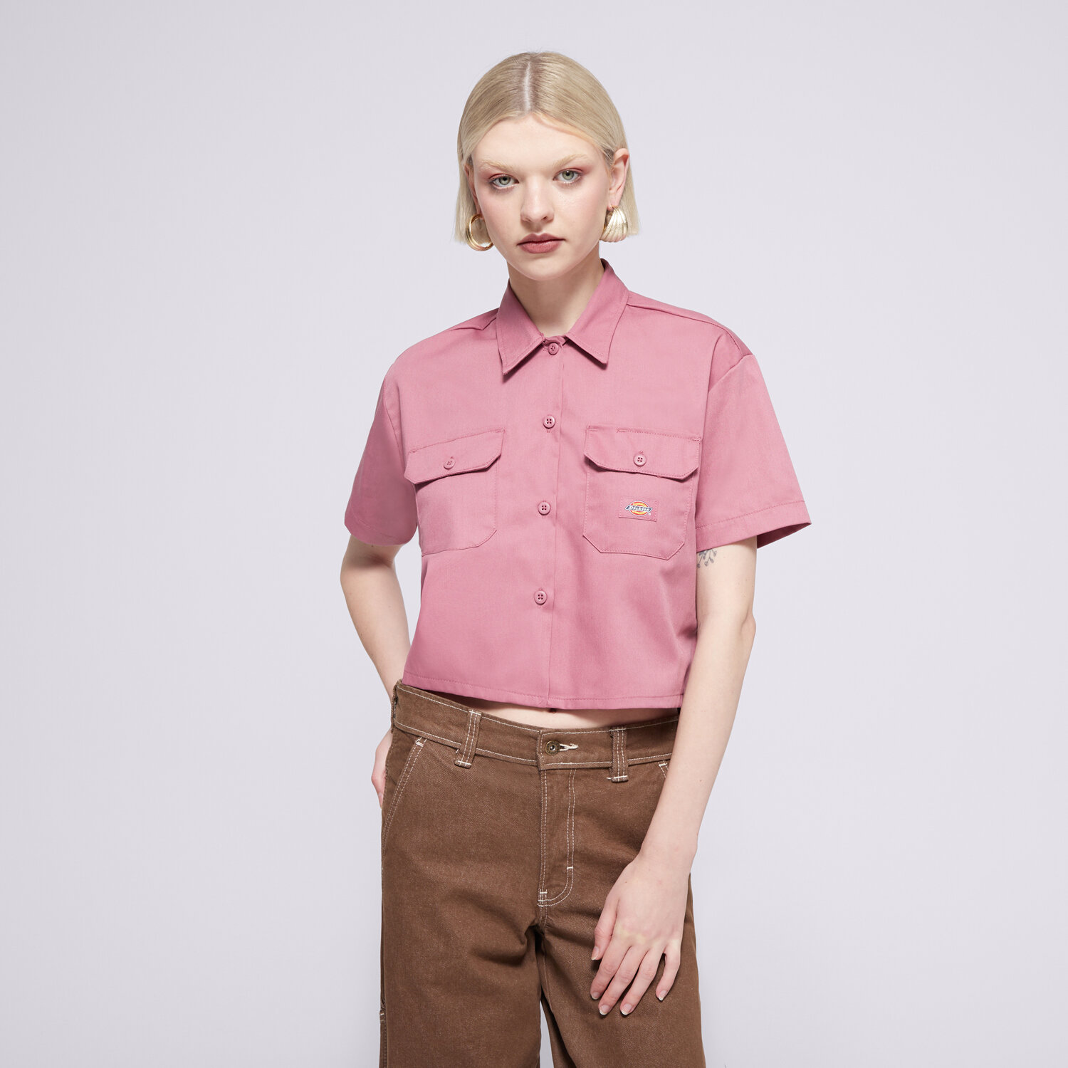 Damen T-Shirt DICKIES HEMD WORK SHIRT CROPPED SS W DK0A4YSXJ541 Violet