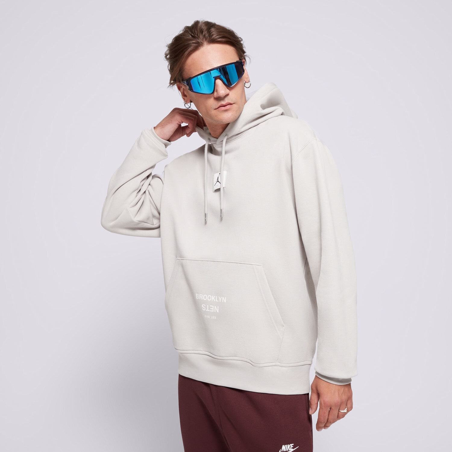 Herren NIKE HOODIE BKN MNK FLC PO CTS ST NBA FV8239-014 Grau