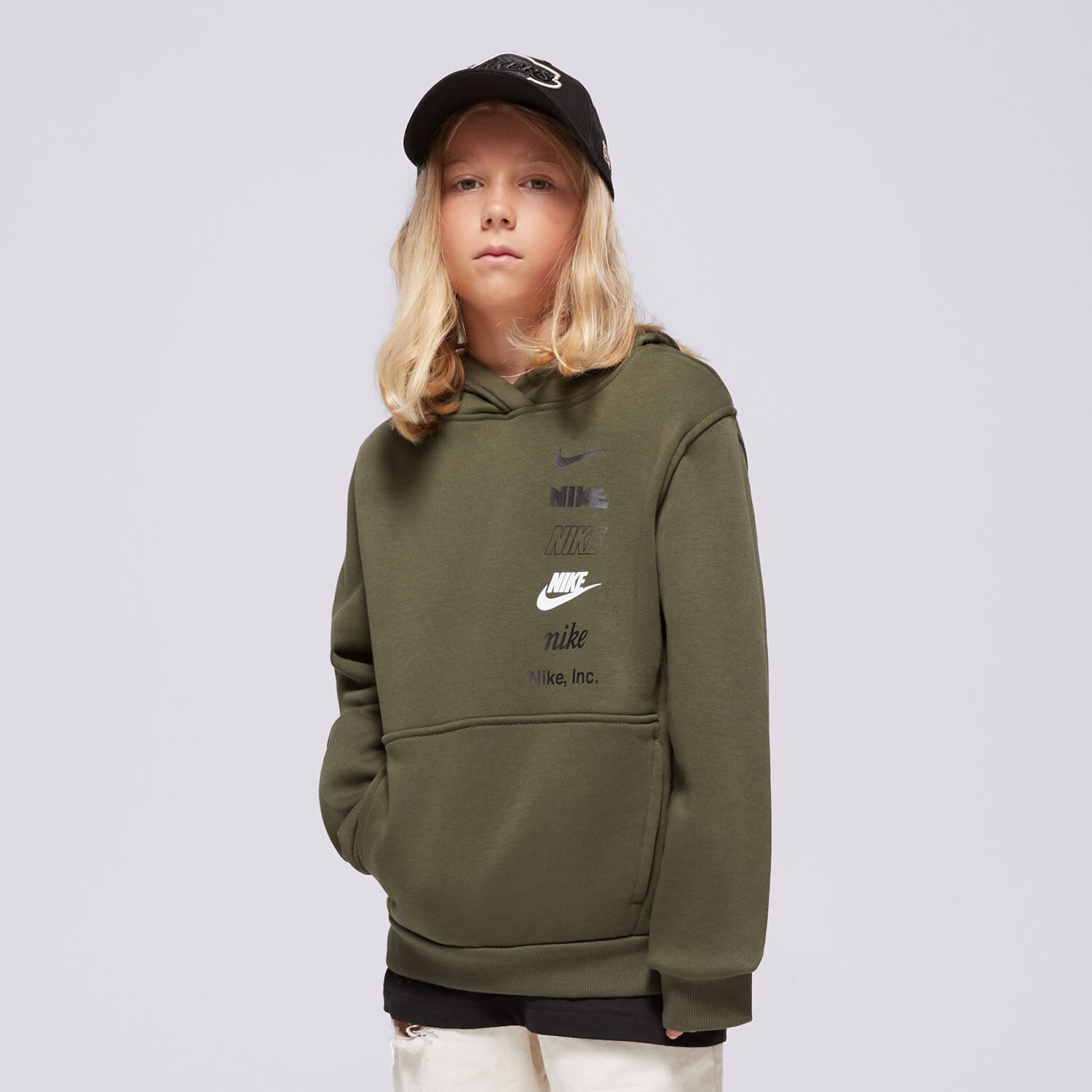 Kinder NIKE HOODIE K NSW CLUB FLC HDY MLOGO BOY HQ0970-325 Khaki