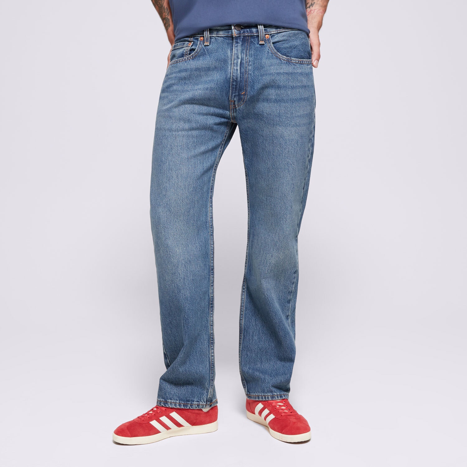Herren Hosen LEVI'S HOSE 555 96 RELAXED STRAIGHT MED INDIGO-WORN IN A7223-0002 Blau