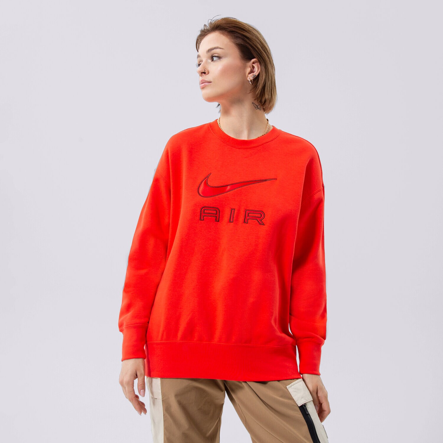 Damen NIKE AIR FLEECE CREW SWEATSHIRT DQ6567-696 Rot
