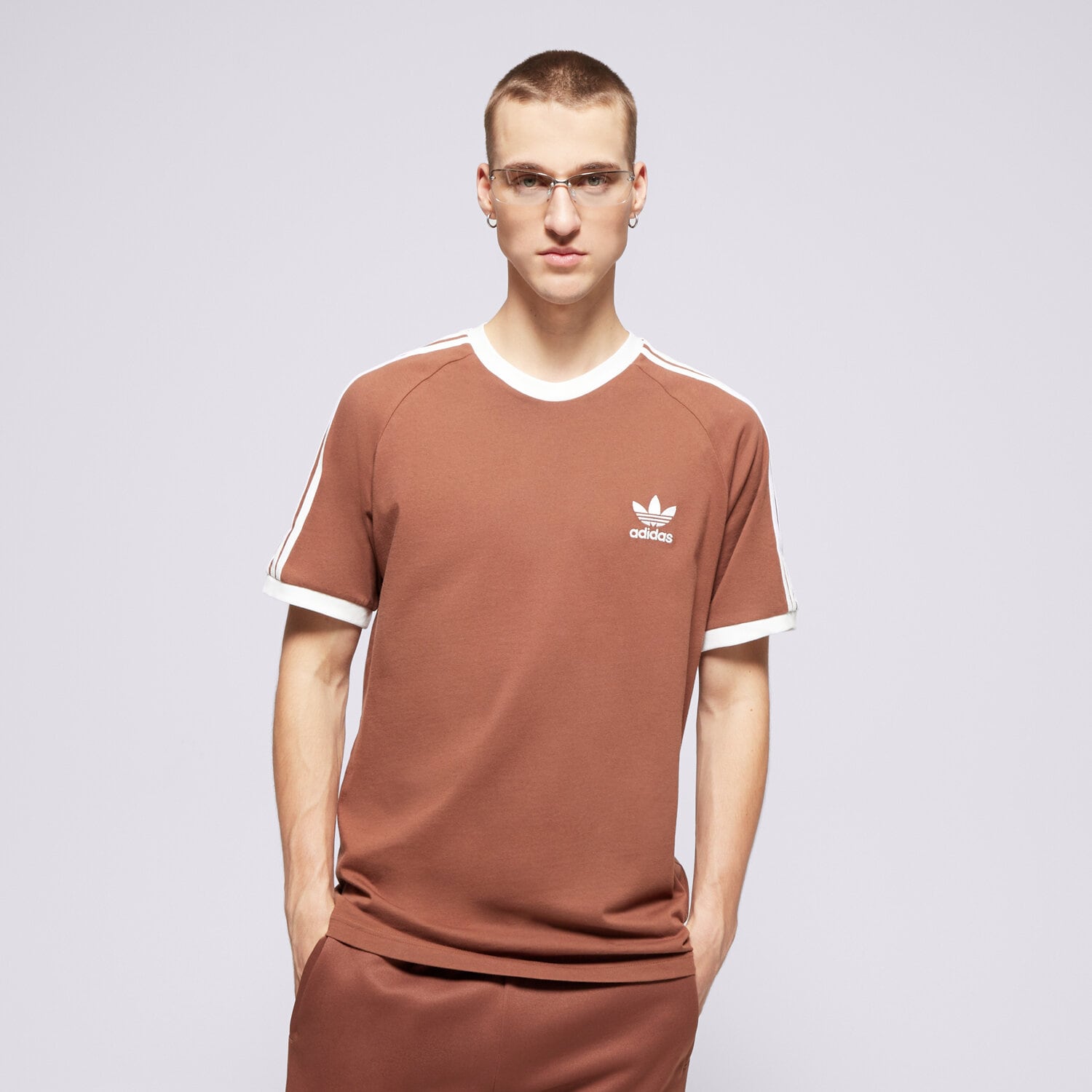 Herren T-Shirt ADIDAS T-SHIRT 3-STRIPES TEE IZ3071 Braun