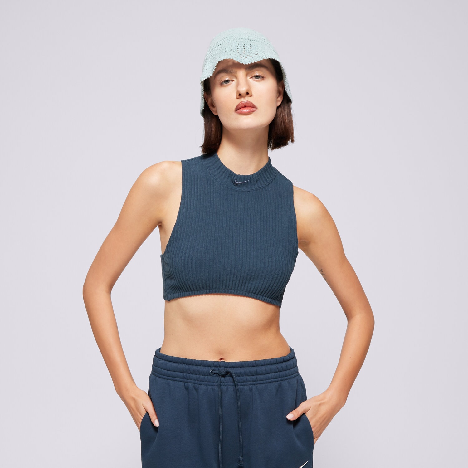 Damen T-Shirt NIKE TOP W NSW NK CHLL KNT RIB CRP TNK FN3677-478 Dunkelblau