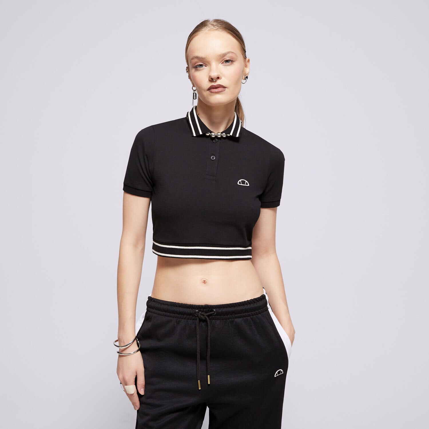 Damen T-Shirt ELLESSE POLO TRIXIE CROPPED POLO BLK SGX21017011 Schwarz