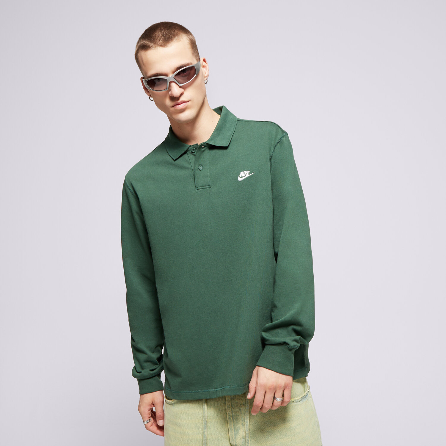 NIKE POLO M NK CLUB KNIT LS POLO Grun FQ3417 323 Sizeer