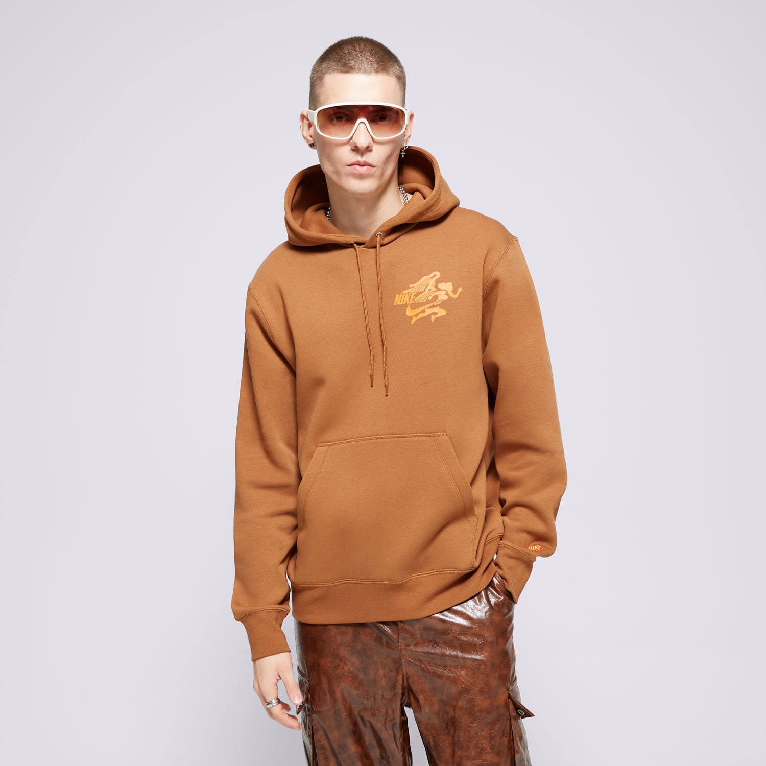 Herren NIKE HOODIE M NK CLUB BB PO HOODIE NVLTY FZ0903-281 Braun