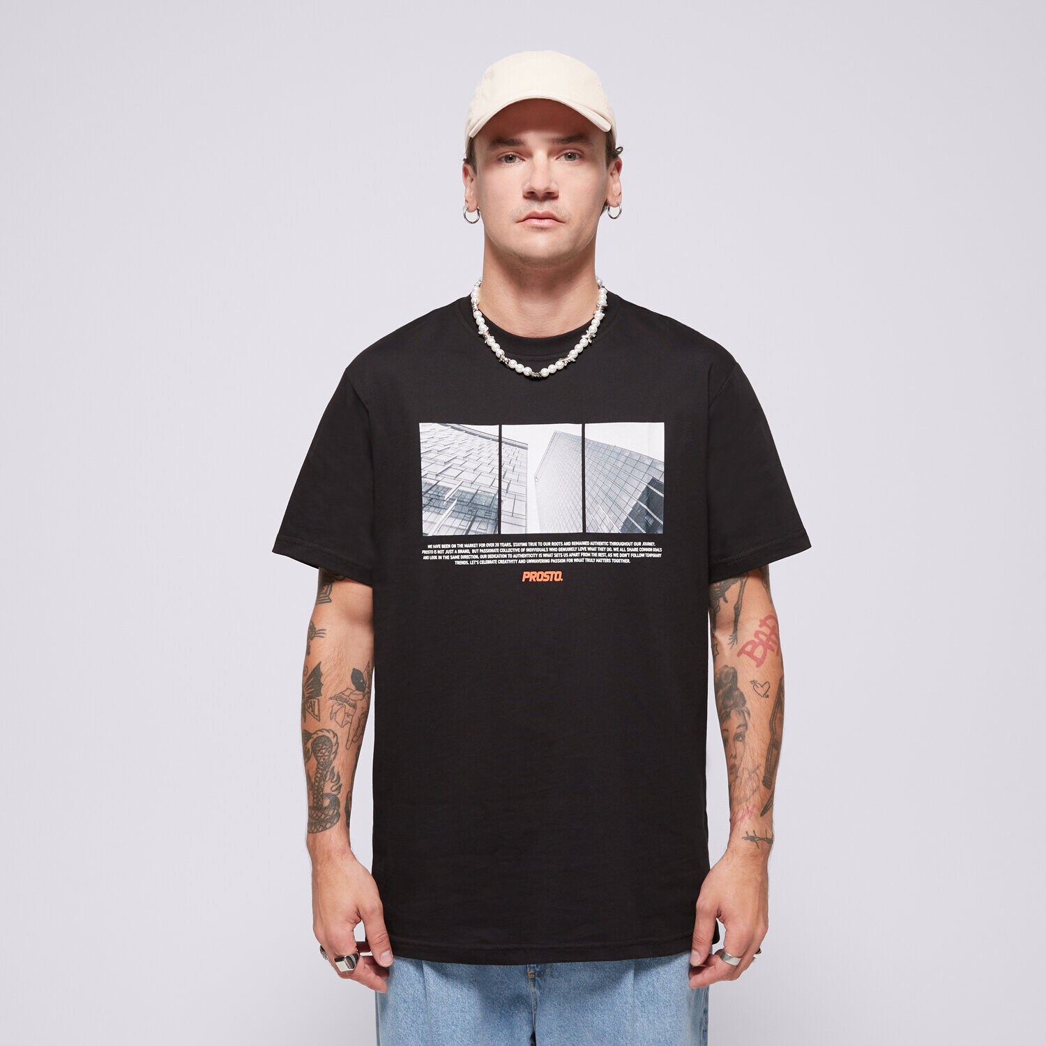Herren T-Shirt PROSTO T-SHIRT T-SHIRT SKAY BLACK KL242MTEE1142 Schwarz