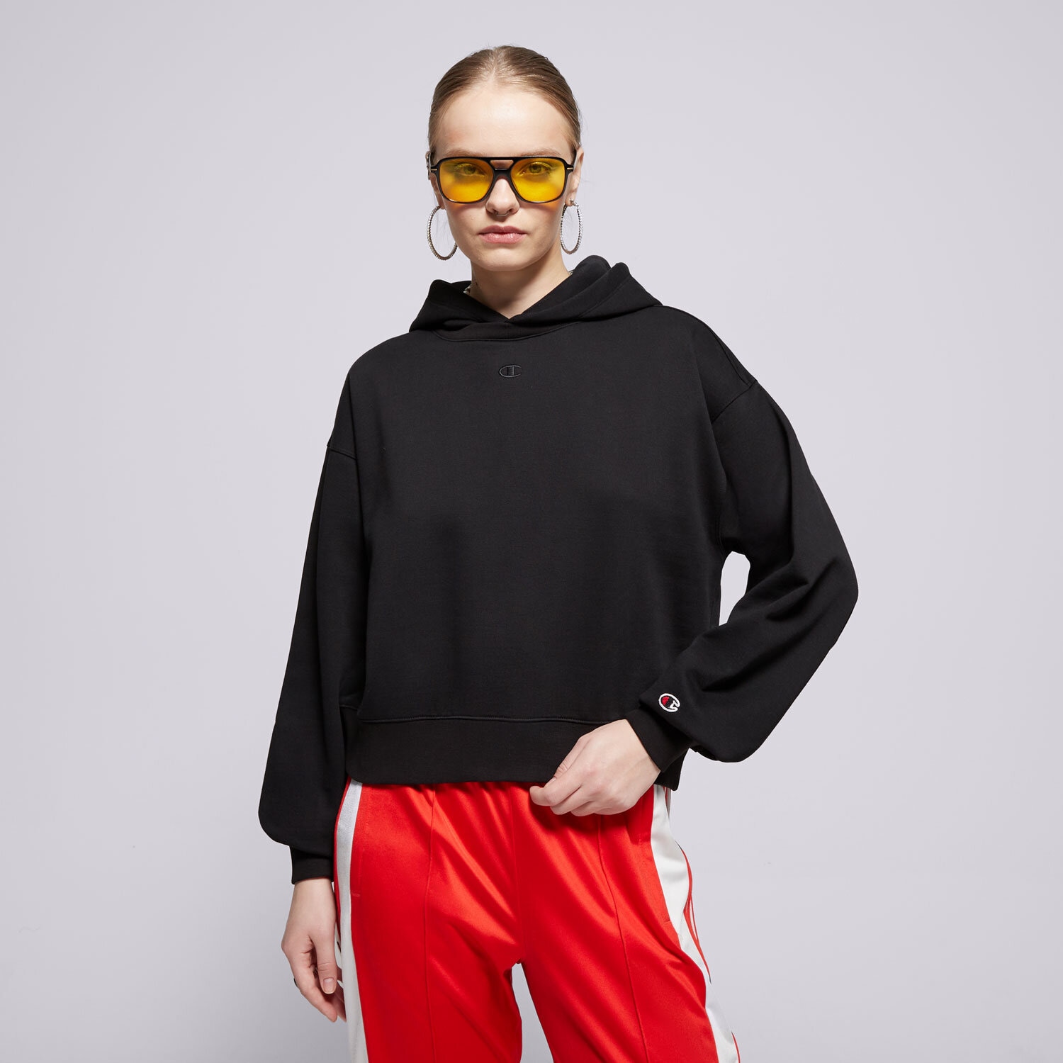 Damen CHAMPION HOODIE HOODED SWEATSHIRT 117539KK001 Schwarz