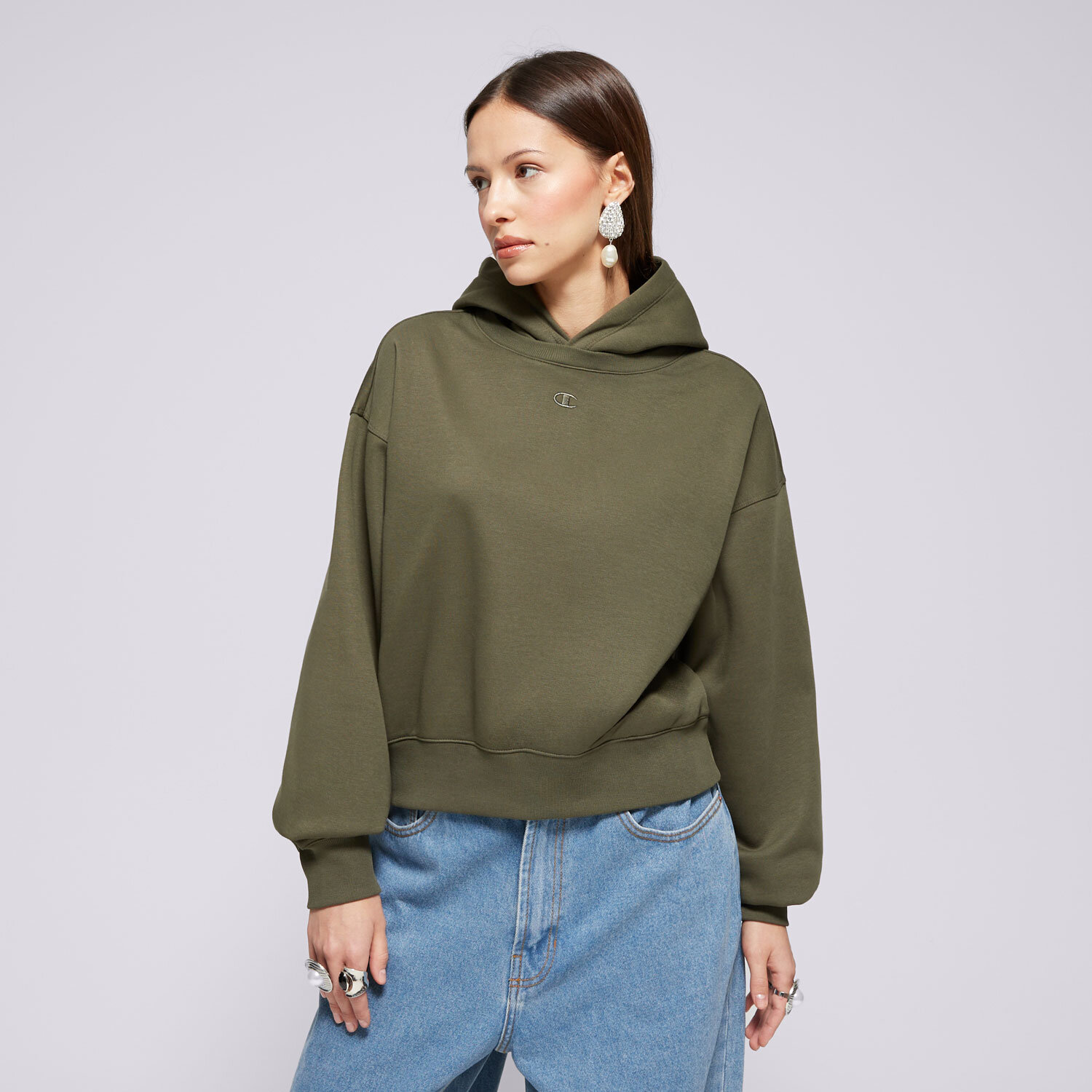 Damen CHAMPION HOODIE HOODED SWEATSHIRT 117539GS508 Khaki