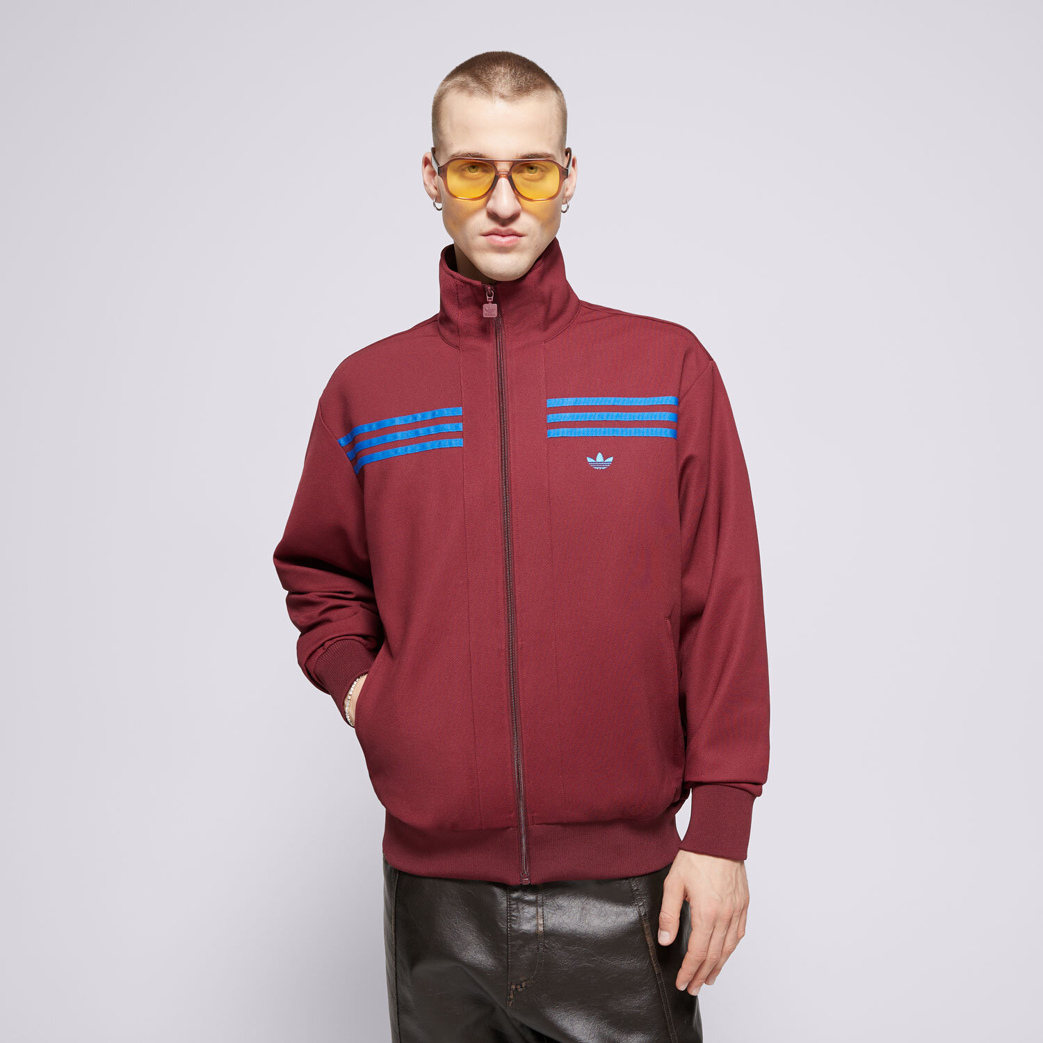 Herren ADIDAS SWEATSHIRT MIT REIßVERSCHLUSS BB TRACKTOP JN5963 Dunkelrot