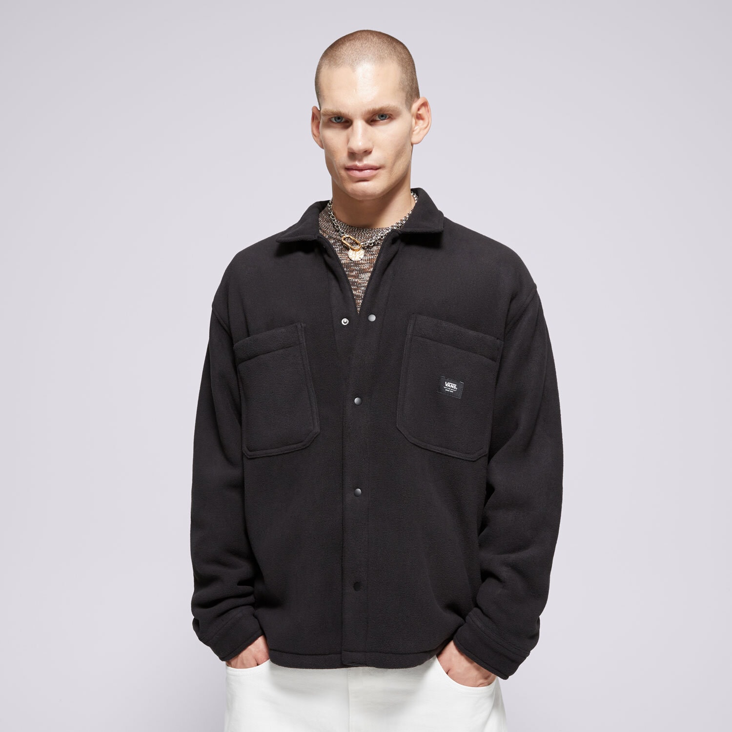 VANS JACKE PENMAR HEAVYWEIGHT FLEECESHIRT FLEECE SHACKET Schwarz VN000HNSBLK Sizeer