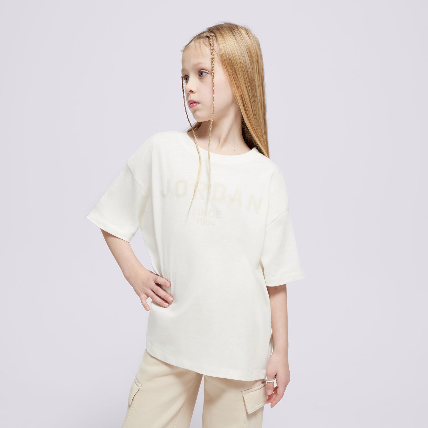 Kinder T-Shirt JORDAN T-SHIRT JDG HIGH BRAND READ SS GIRL 45D334-782 Beige