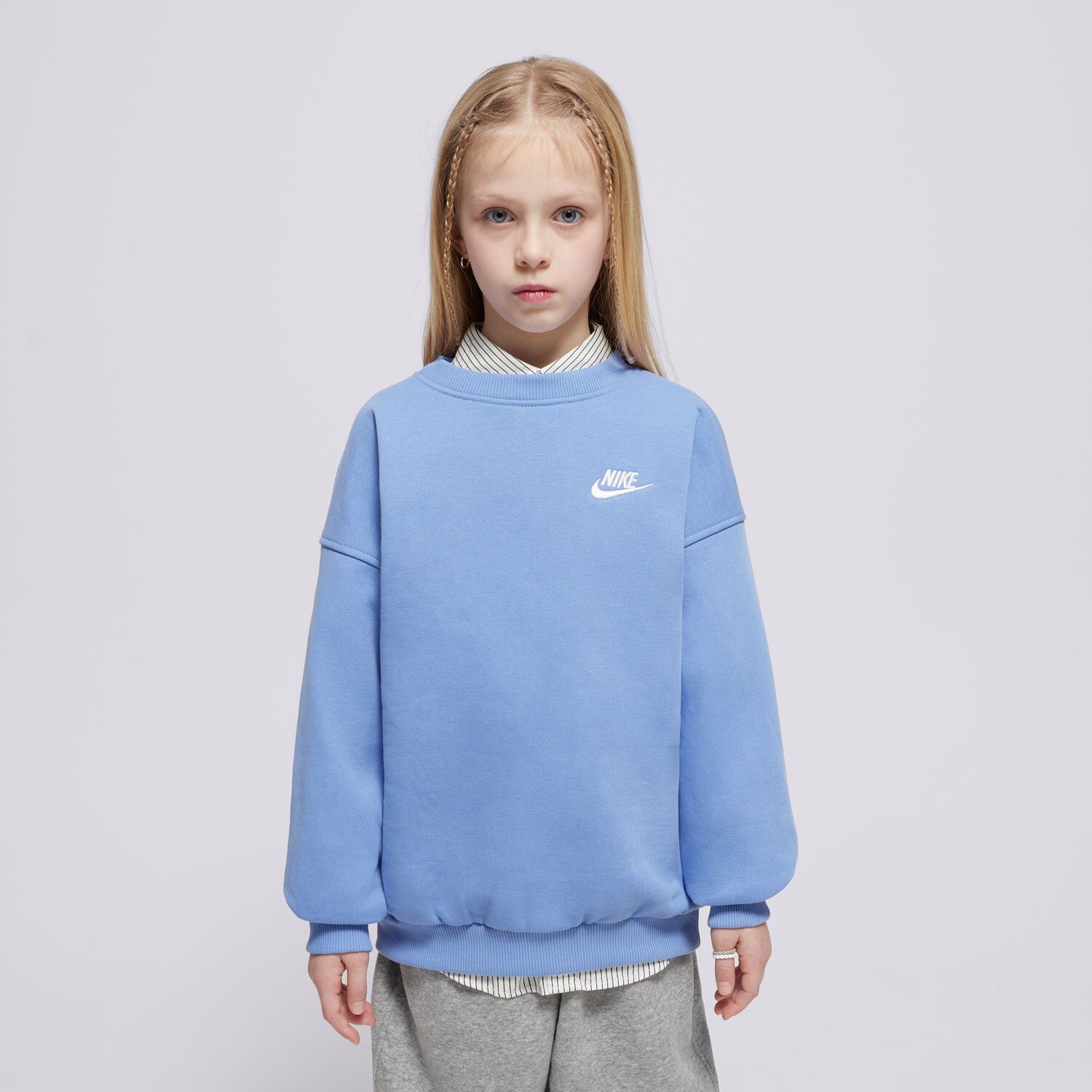 Kinder NIKE SWEATSHIRT G NSW CLUB FLC OVRSZD CREW LBR GIRL FD2923-494 Blau