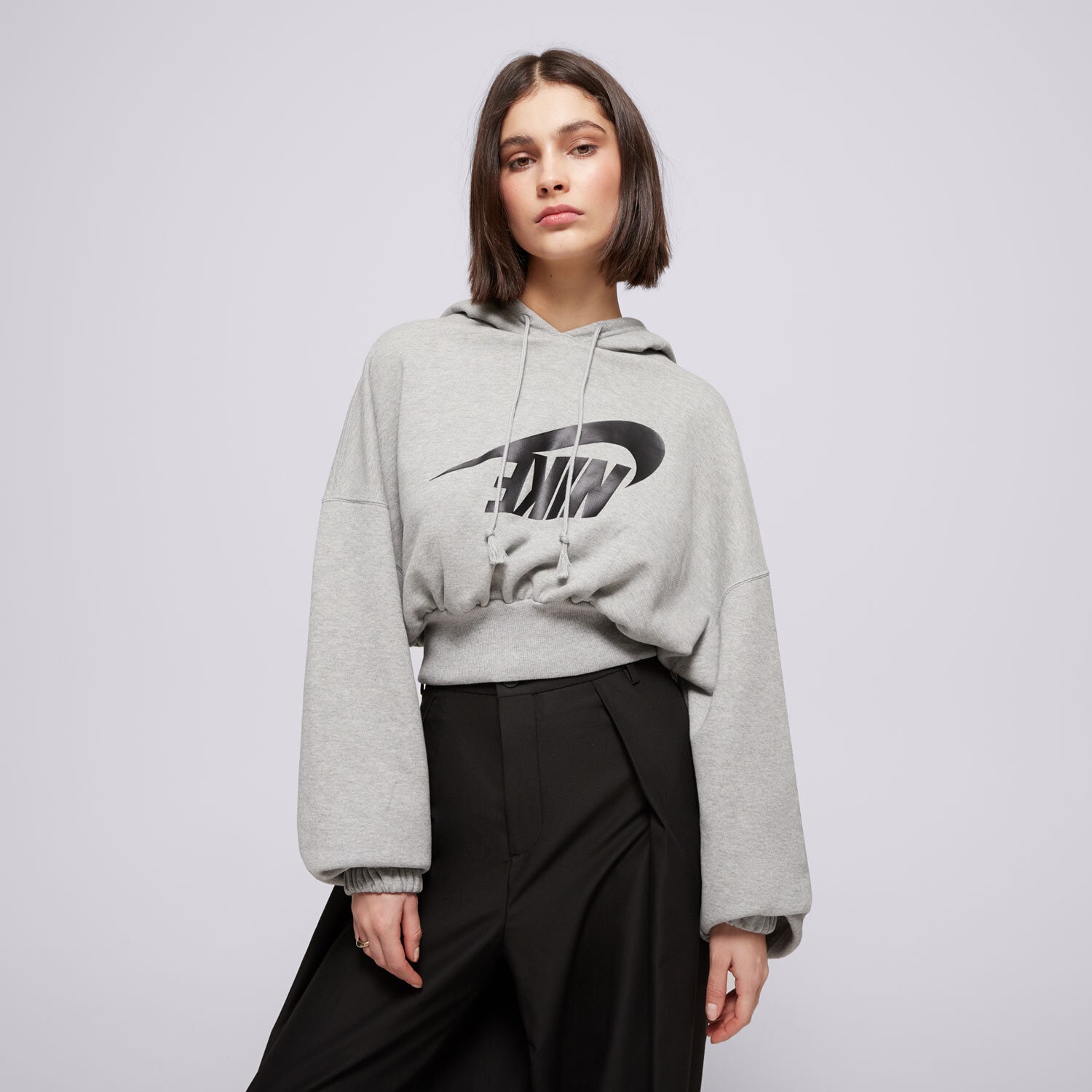 Damen NIKE HOODIE W NSW OS FLC CROP DANCE FV7777-063 Grau