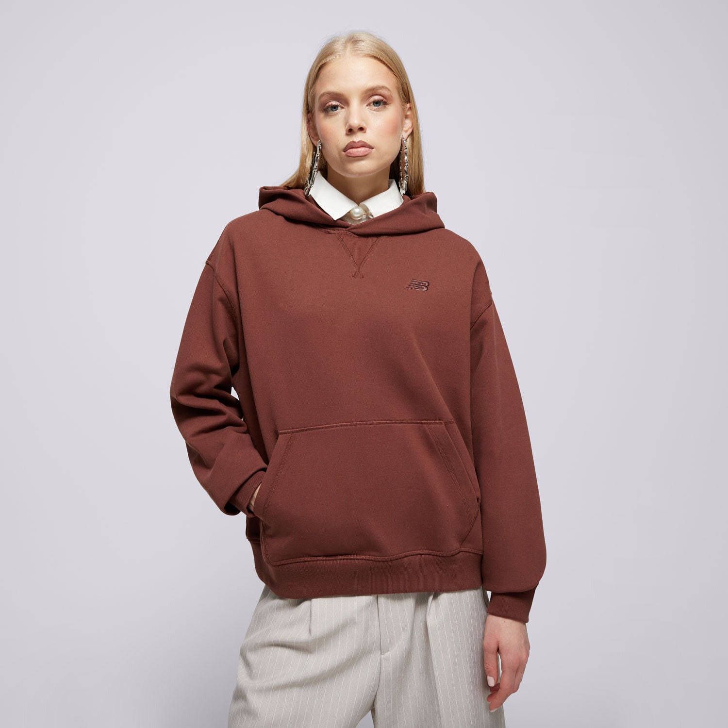 Damen NEW BALANCE HOODIE ATHLETICS FRENCH TERRY HOODIE WT41537ROK Braun