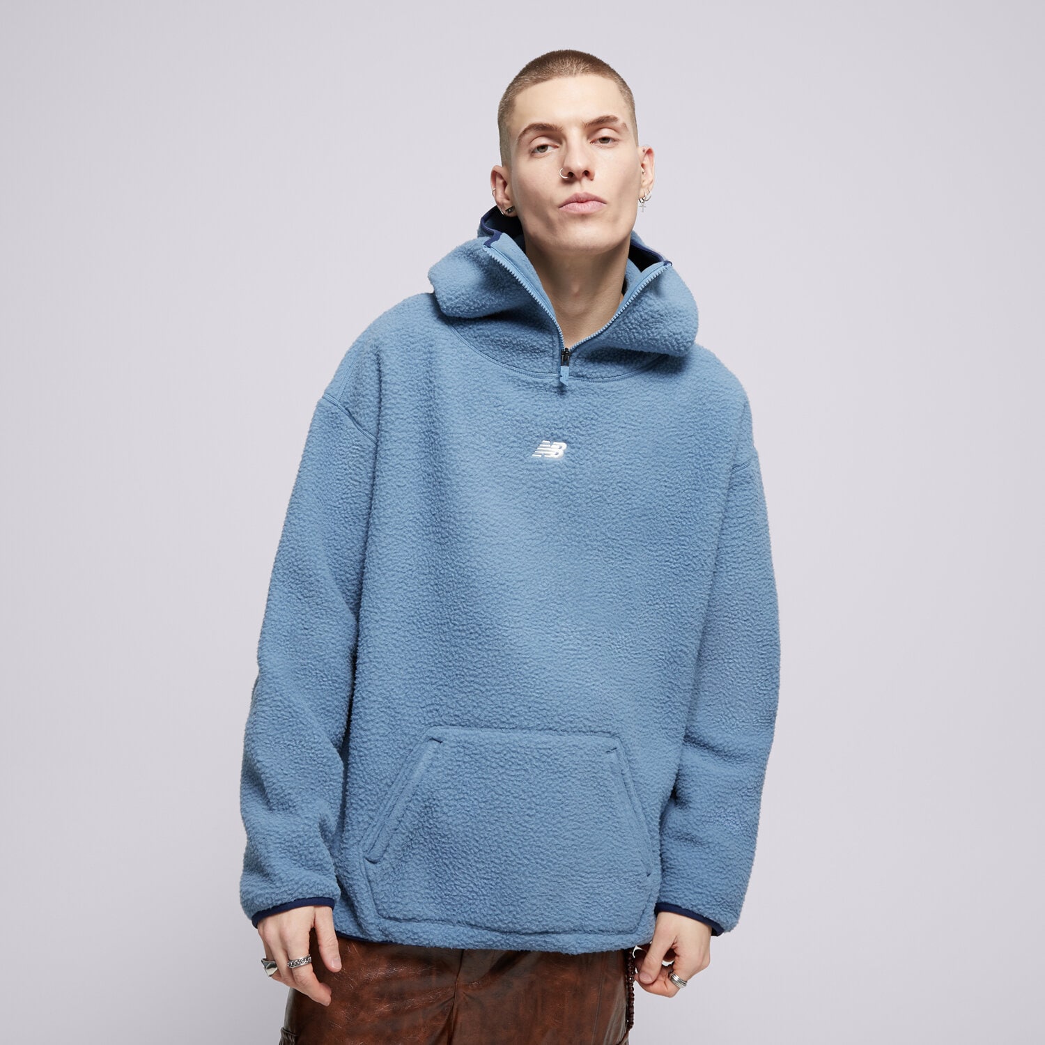 Herren NEW BALANCE HOODIE HOOPS SHERPA TOP MT44584HEB Blau