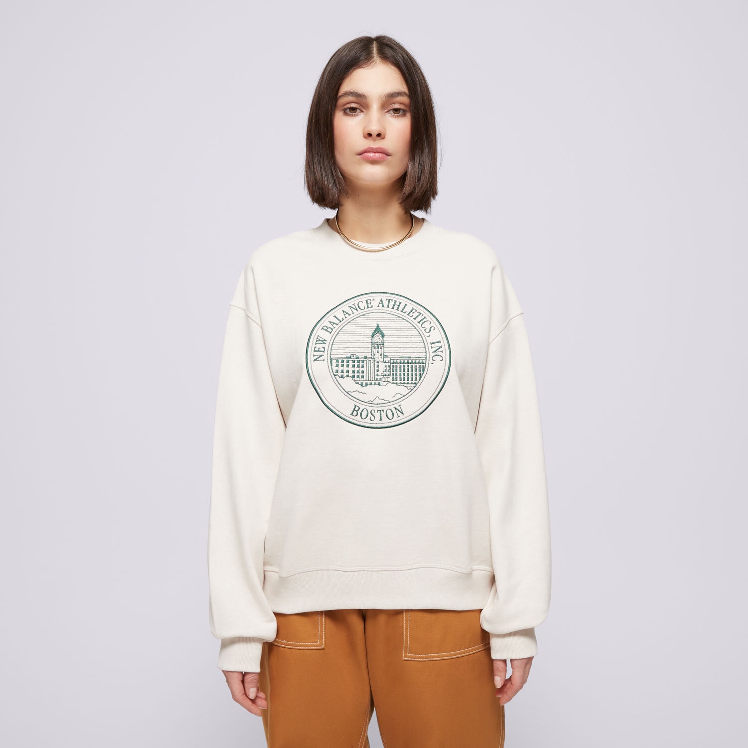 Damen NEW BALANCE SWEATSHIRT ATHLETICS TERRY OVERSIZED CREST WT43553LIT Beige