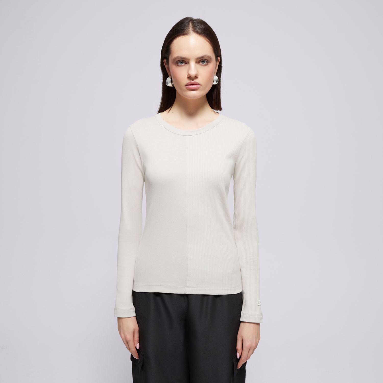 Damen T-Shirt CHAMPION T-SHIRT CREWNECK LONG SLEEVE T-SHIRT E10017ES057 Beige