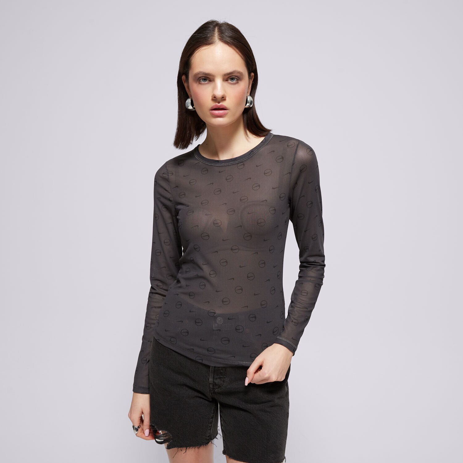 Damen T-Shirt NIKE T-SHIRT W NSW LS SHEER TOP SW HQ3753-060 Grau