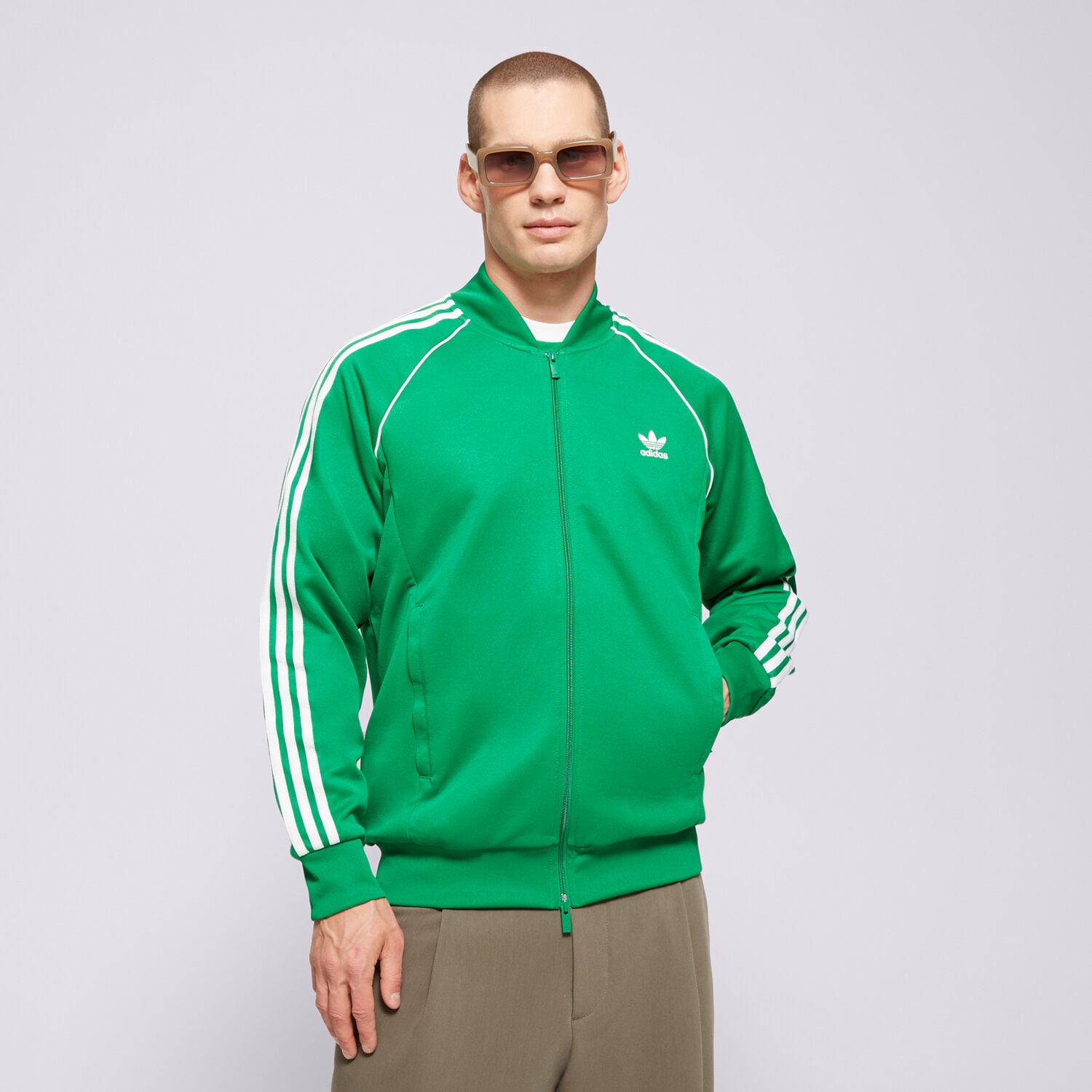 Herren ADIDAS SWEATSHIRT MIT REIßVERSCHLUSS SST TT IK3514 Grün