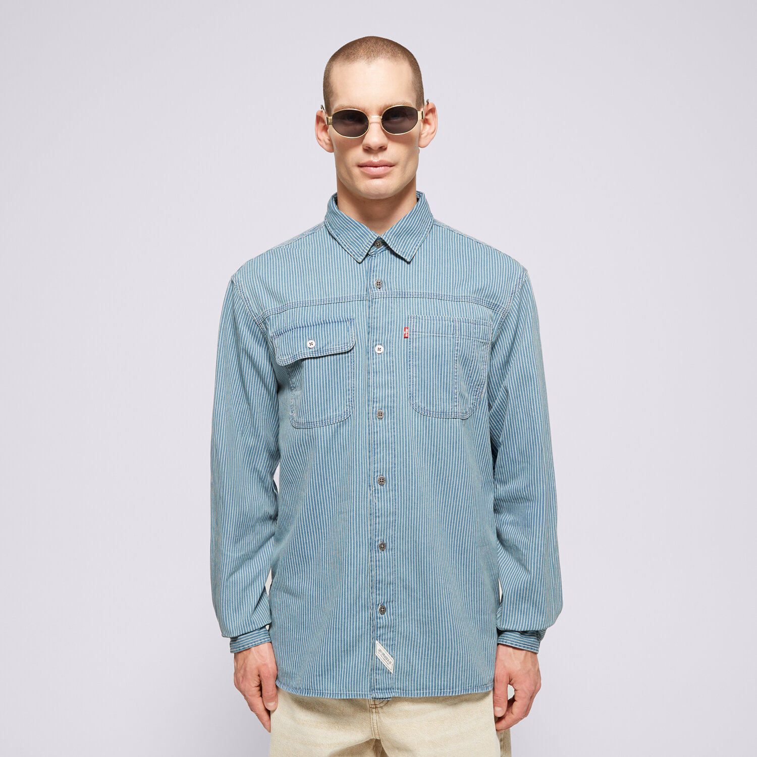 Herren Hemd LEVI'S HEMD LS AUBURN WORKER MED INDIGO - FLAT FINISH A7224-0010 Blau