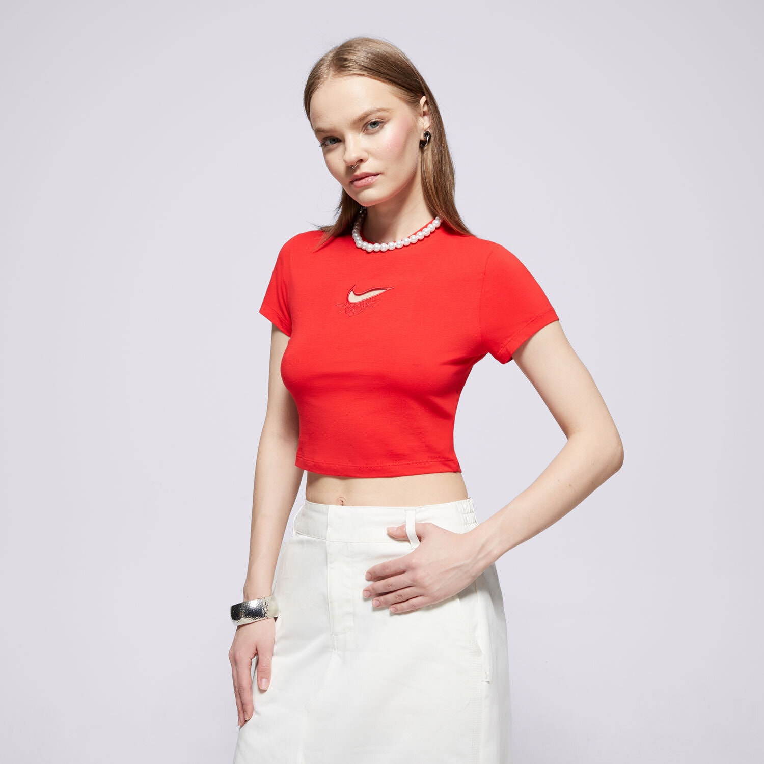 Damen T-Shirt NIKE T-SHIRT W NSW NK CHLL KNT TEE VDAY HF9534-657 Rot