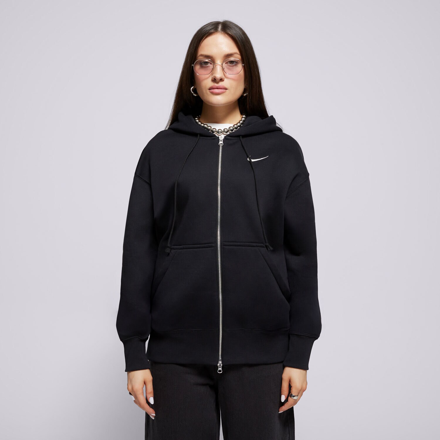 Damen NIKE SWEATSHIRT MIT REIßVERSCHLUSS W   NSW PHNX FLC FZ OS HO DQ5758-010 Schwarz