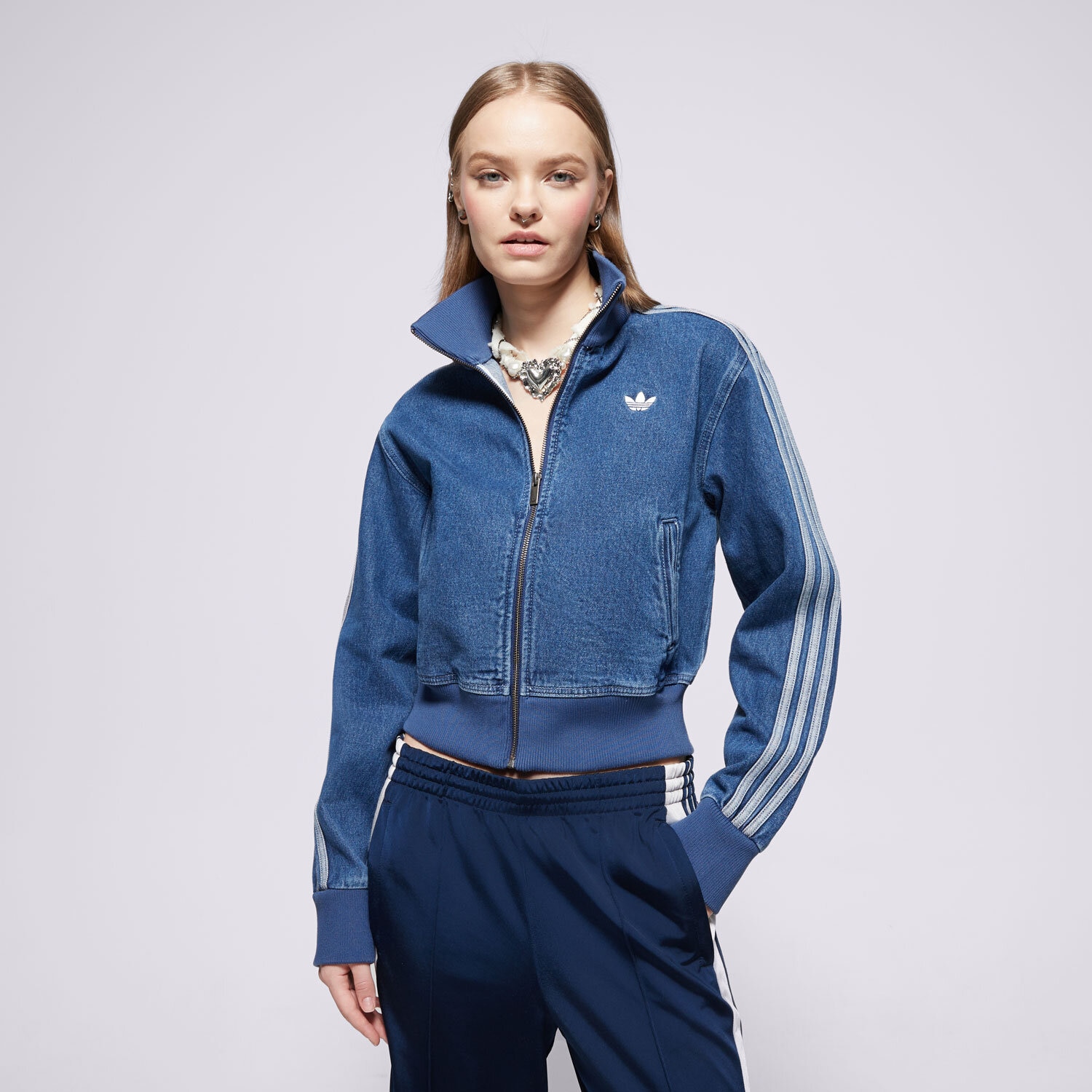 Damen Übergangsjacke ADIDAS JACKE DENIM TT JD2570 Blau