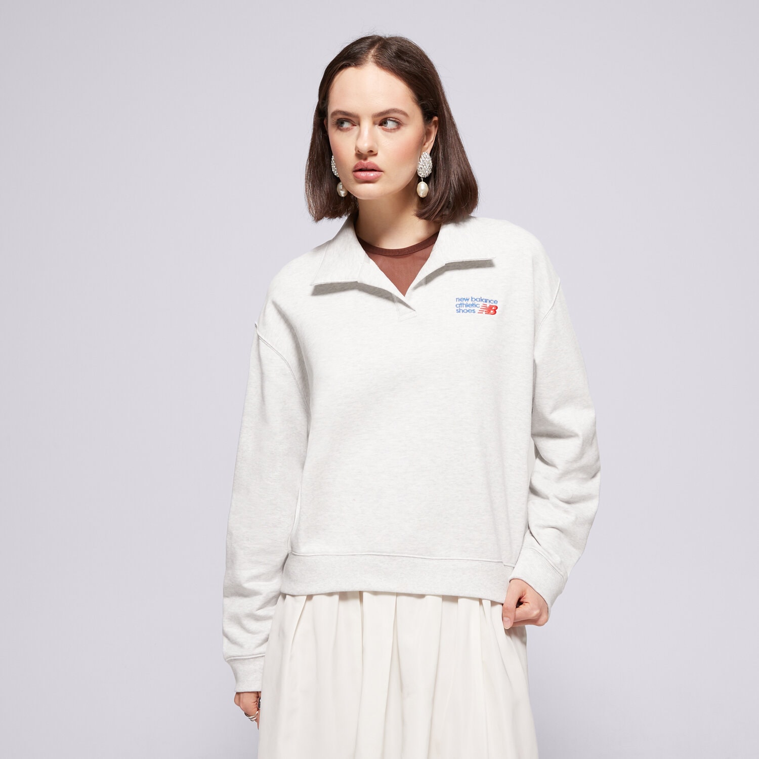 Damen NEW BALANCE SWEATSHIRT FRENCH TERRY POLO WT51513AHH Grau