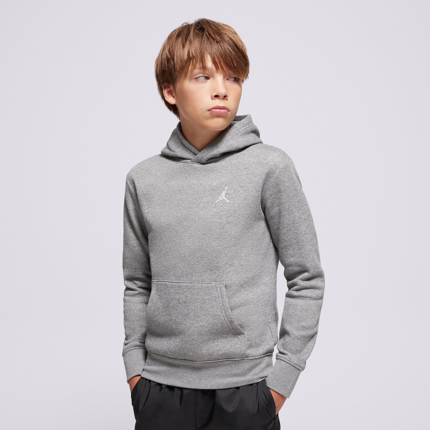 Kinder JORDAN SWEATSHIRT Z KAPTUREM MJ BROOKLYN FLC PO BOY 9BD232-GEH Grau