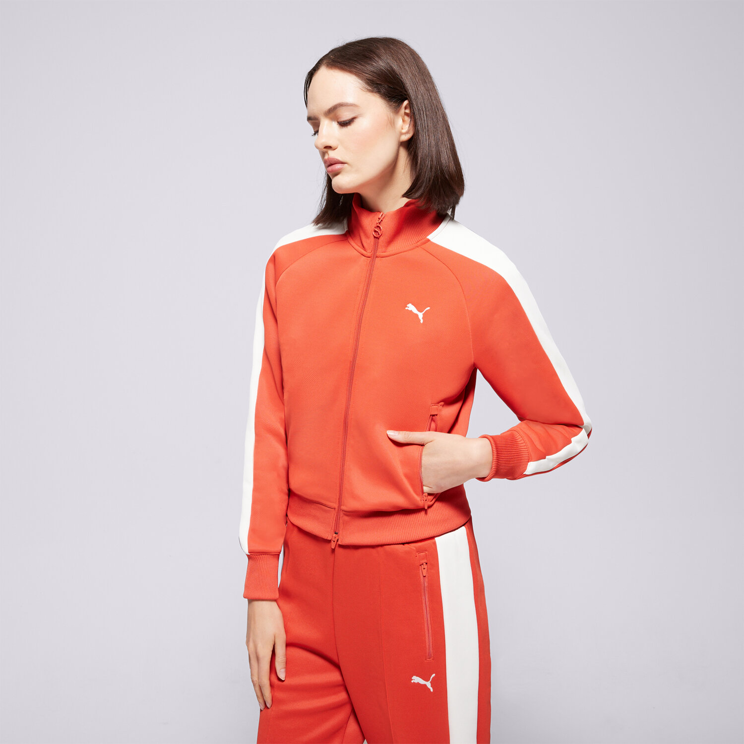Damen PUMA SWEATSHIRT MIT REIßVERSCHLUSS   SHORT TRACK JACKET 629796 15 Rot