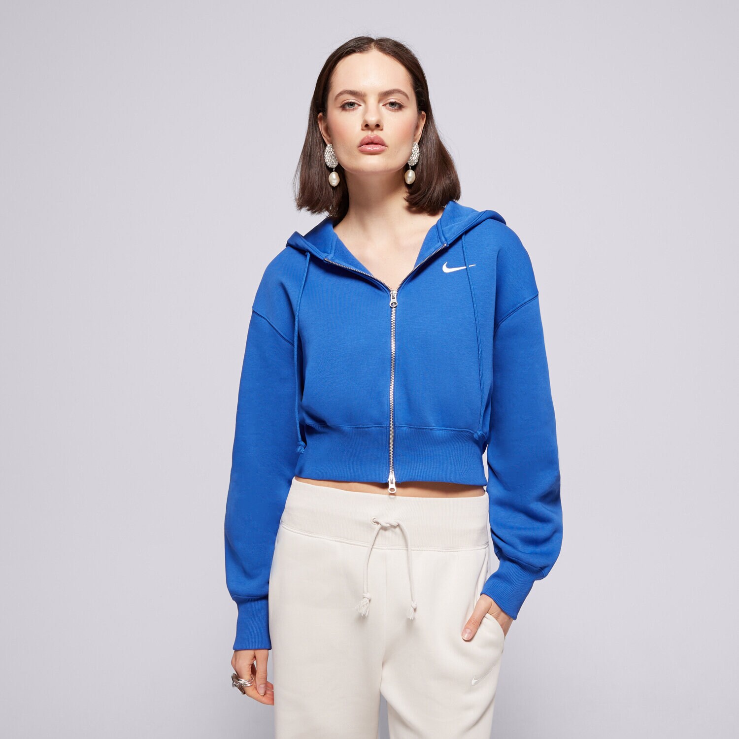 Damen NIKE SWEATSHIRT MIT REIßVERSCHLUSS   PHNX FLC LSE CROP FZ HD HJ0940-480 Blau