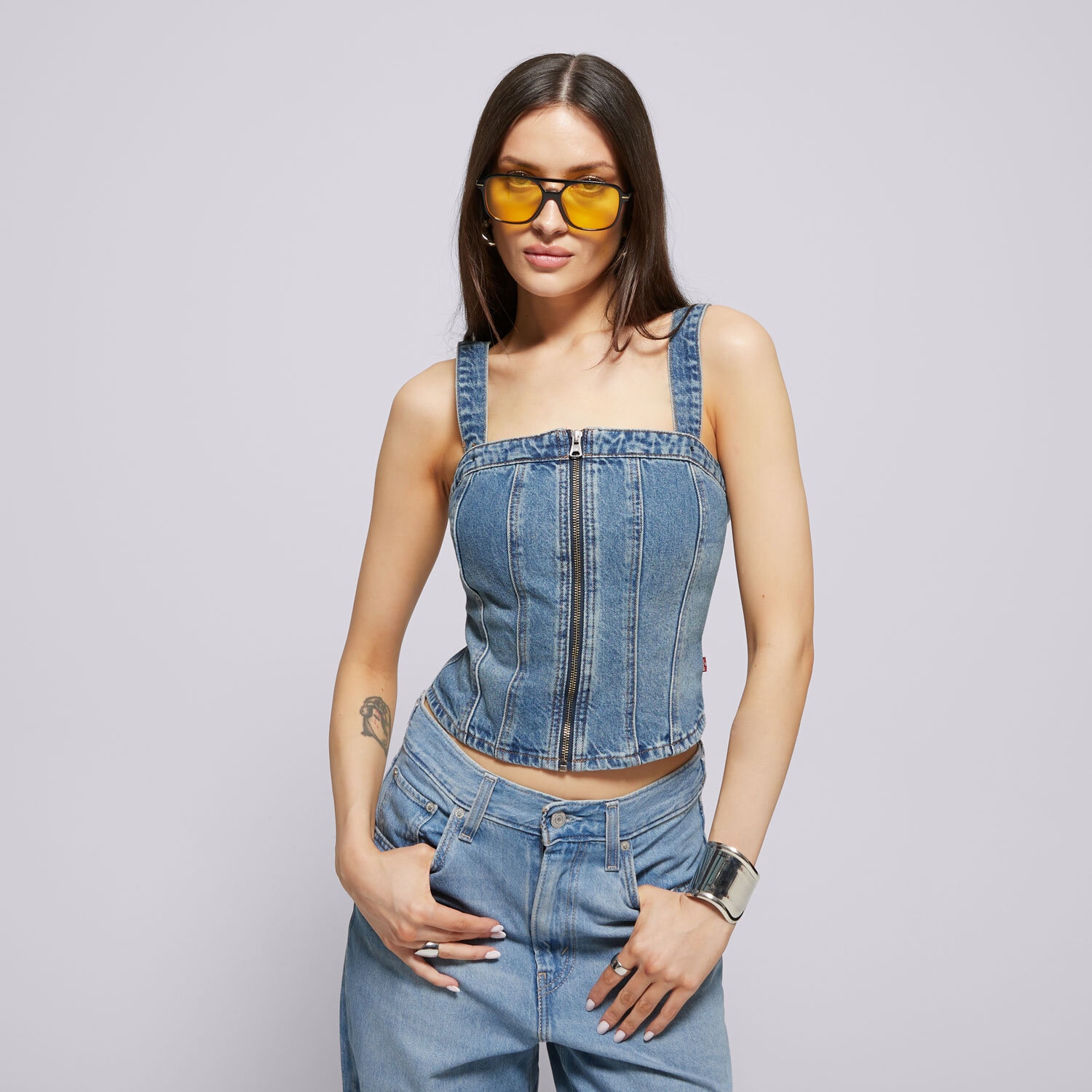 Damen T-Shirt LEVI'S TOP SCULPTED BUSTIER MED. 001W4-0002 Blau