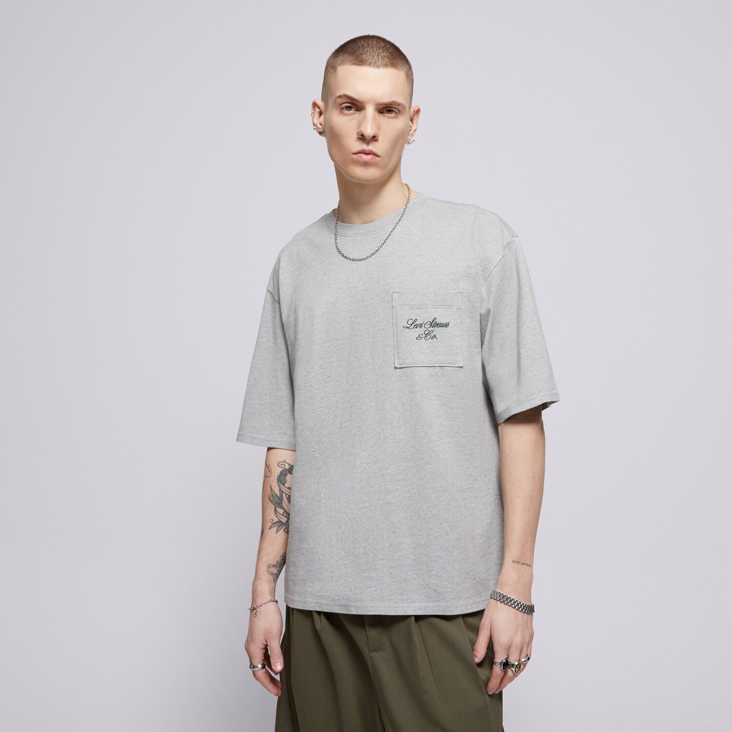 Herren T-Shirt LEVI'S T-SHIRT HALF SLEEVE GR PCKT T GREYS 001MH-0002 Grau