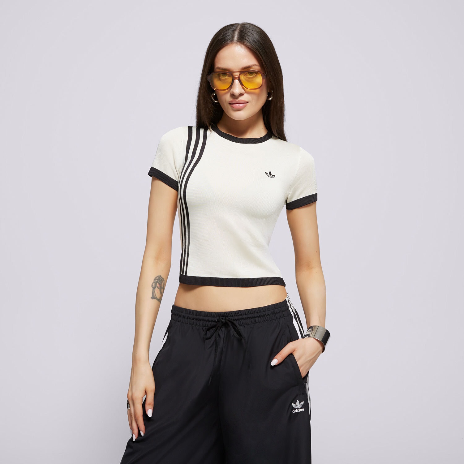 Damen T-Shirt ADIDAS T-SHIRT KNITTED 3S TEE JJ0961 creme