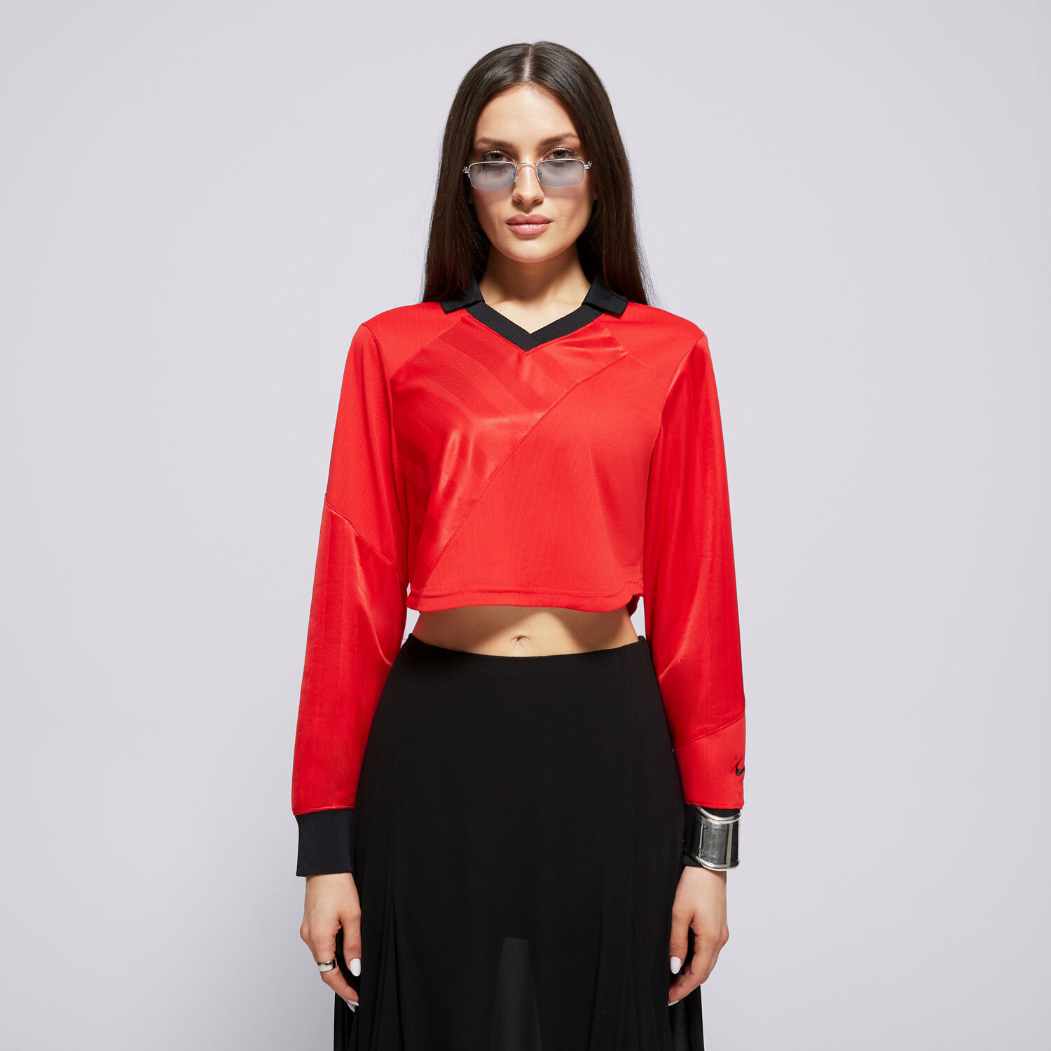 Damen T-Shirt NIKE T-SHIRT W NSW STREET LS CROP JRSY HF9507-657 Rot
