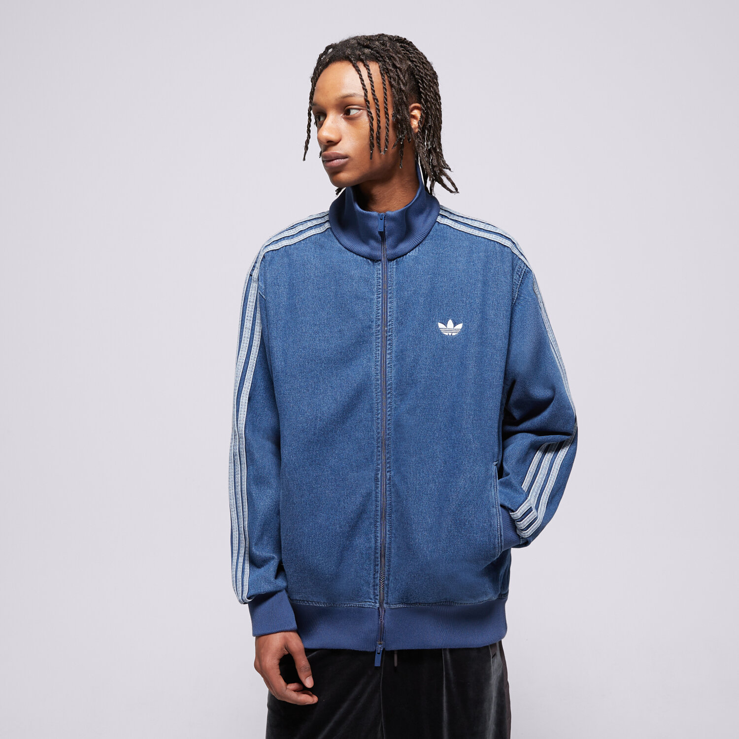 Herren ADIDAS SWEATSHIRT MIT REIßVERSCHLUSS DENIM FB TT JC6233 Blau