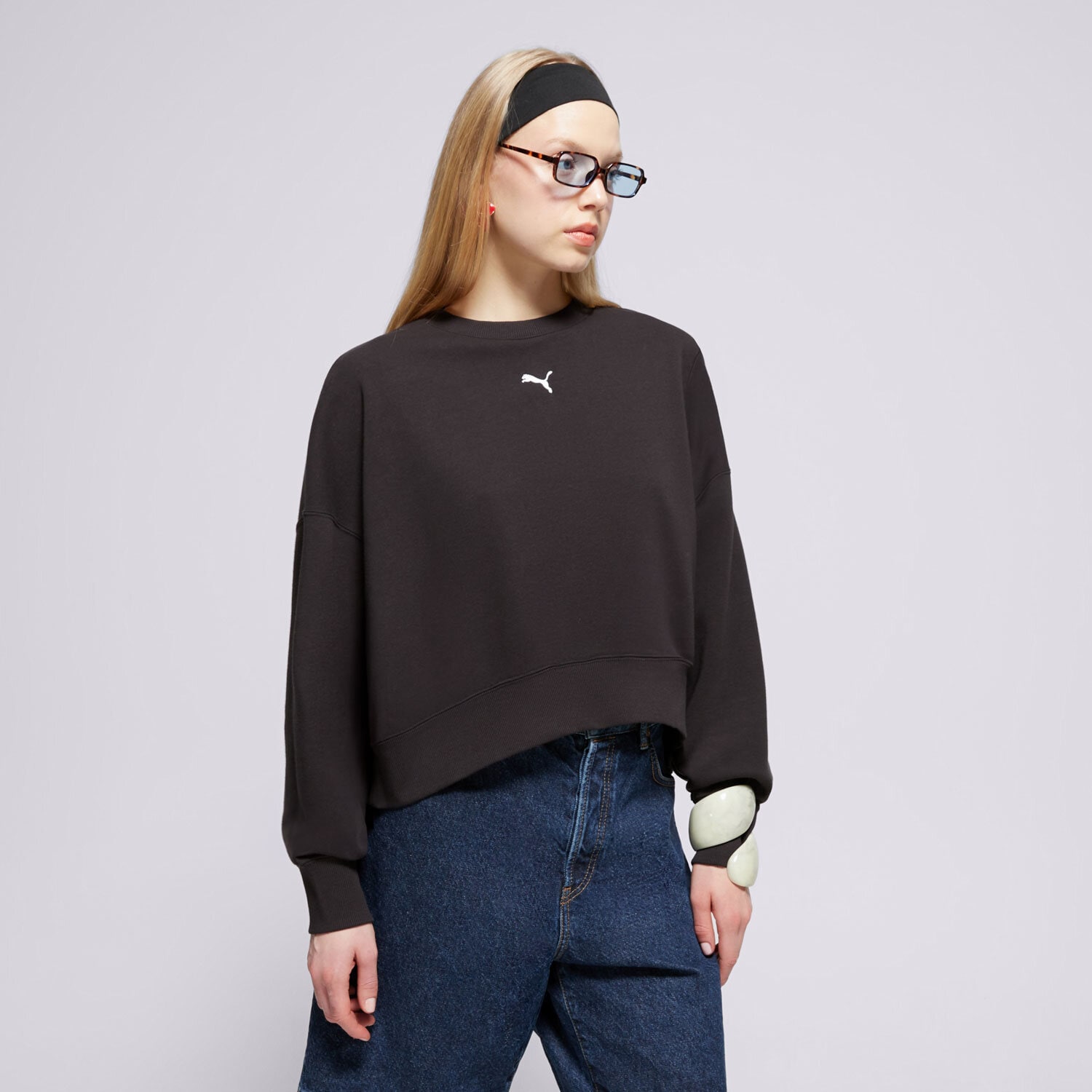 Damen PUMA SWEATSHIRT OVER-OVERSIZED CREW TR 629748 01 Schwarz