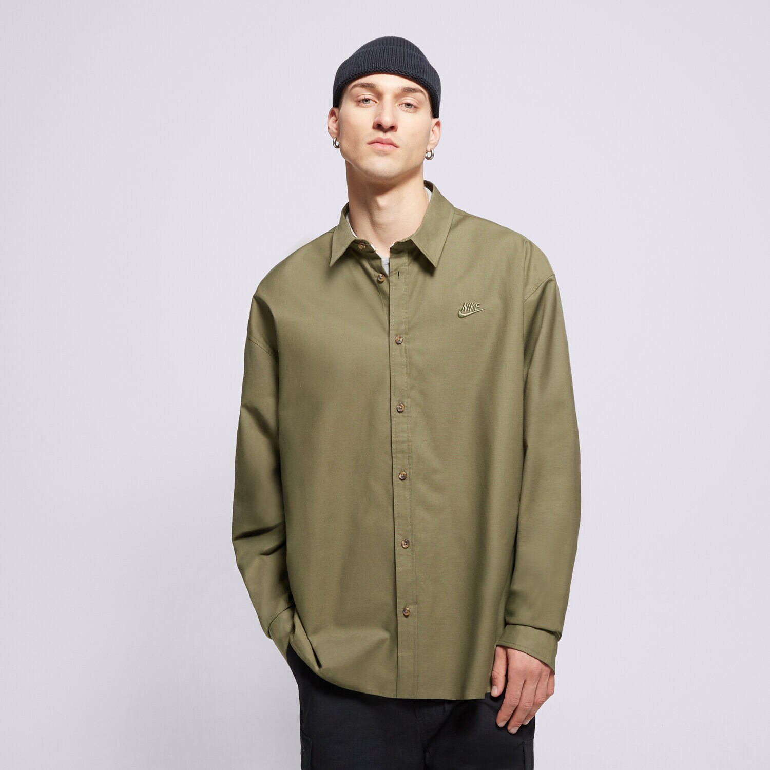 Herren Hemd NIKE HEMD M NK CLUB LS OXFORD OS HM9590-222 Khaki