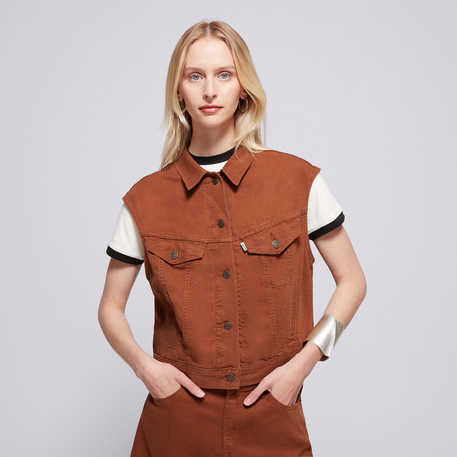 Damen Weste LEVI'S WESTE SHRUNKEN 90S VEST 001W2-0003 Braun