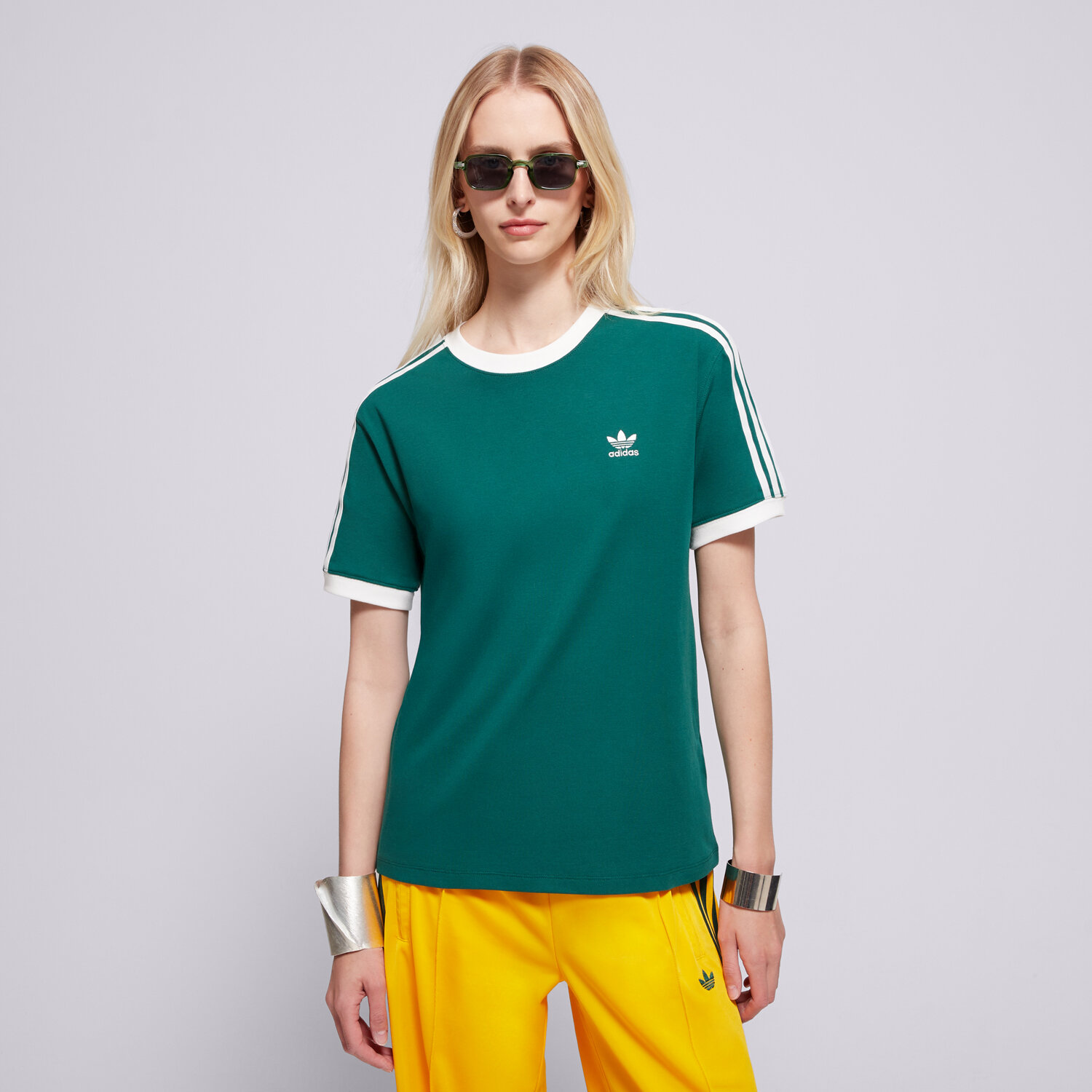 Damen T-Shirt ADIDAS T-SHIRT 3 STRIPE TEE JD4571 Grün